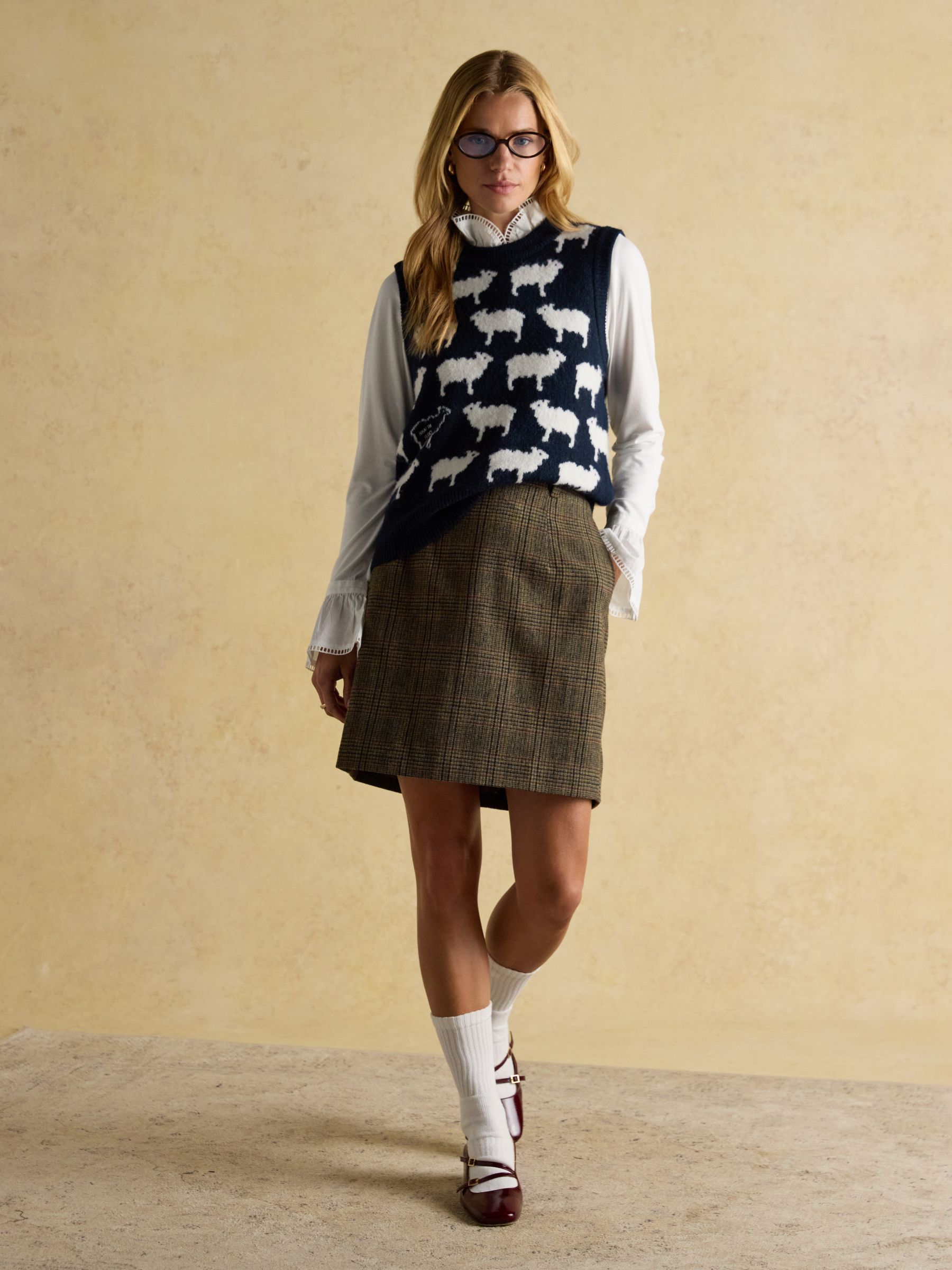 What The Flock Navy Intarsia Knitted Vest - Image 5 of 9