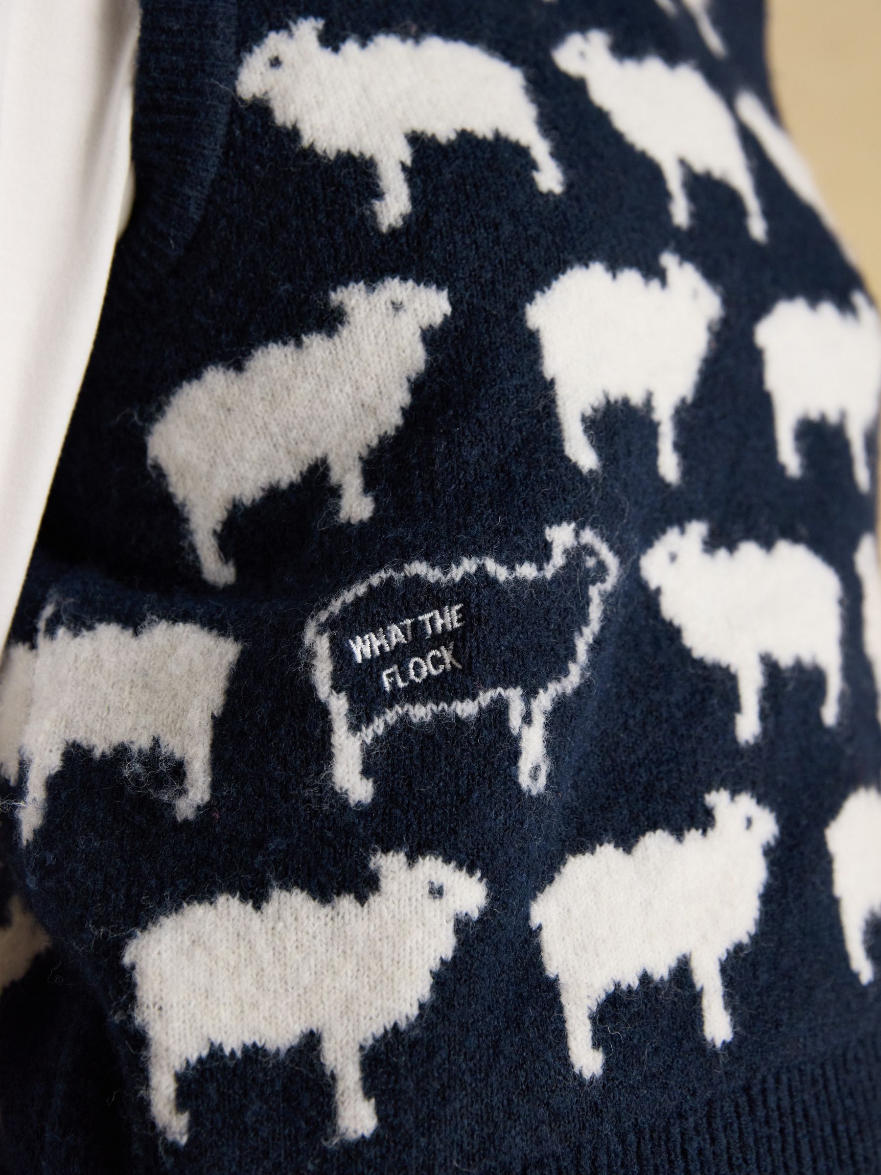 What The Flock Navy Intarsia Knitted Vest - Image 6 of 9
