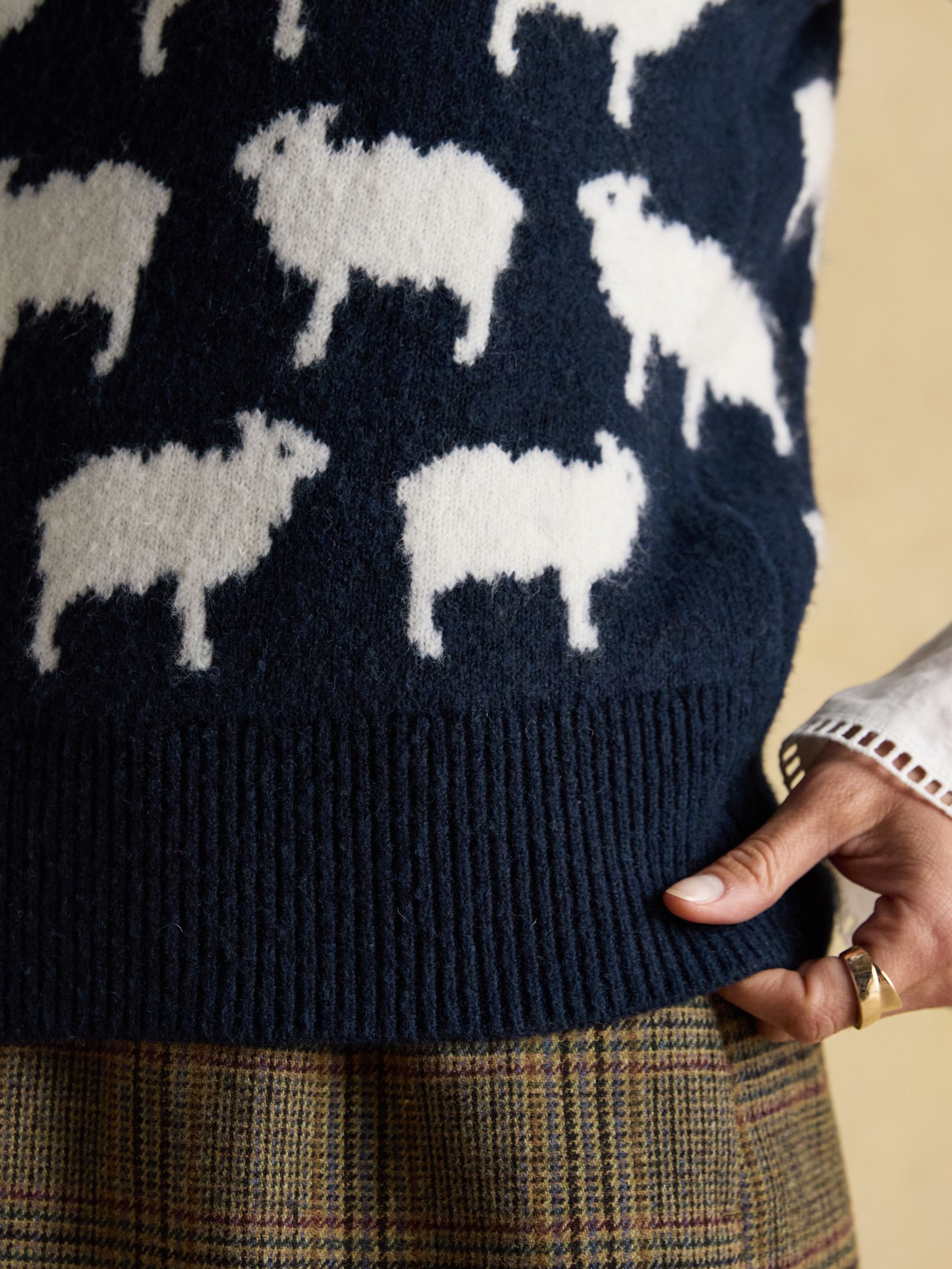 What The Flock Navy Intarsia Knitted Vest - Image 8 of 9