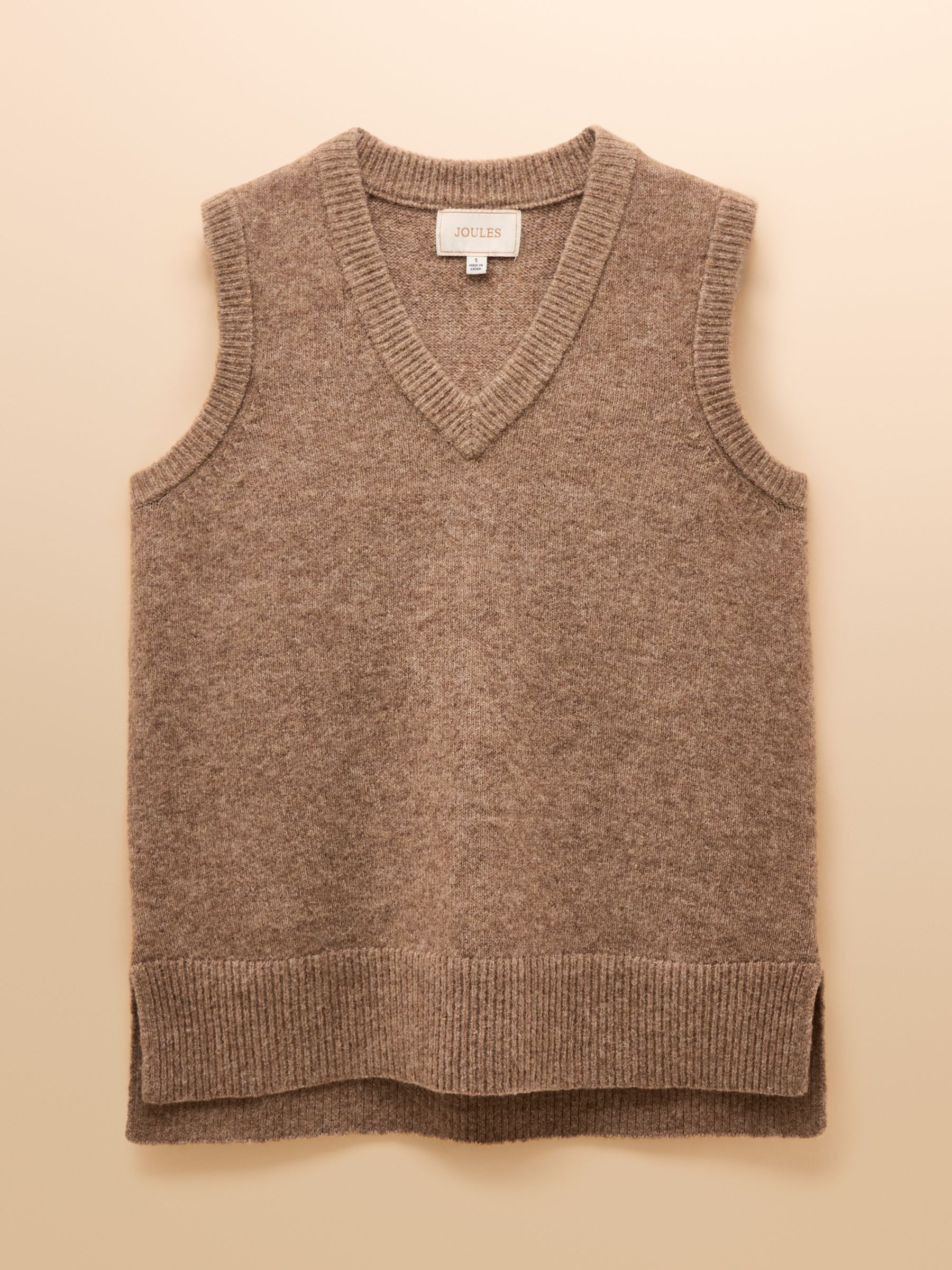 Holly Tan Brown V-Neck Longline Knitted Vest - Image 7 of 7