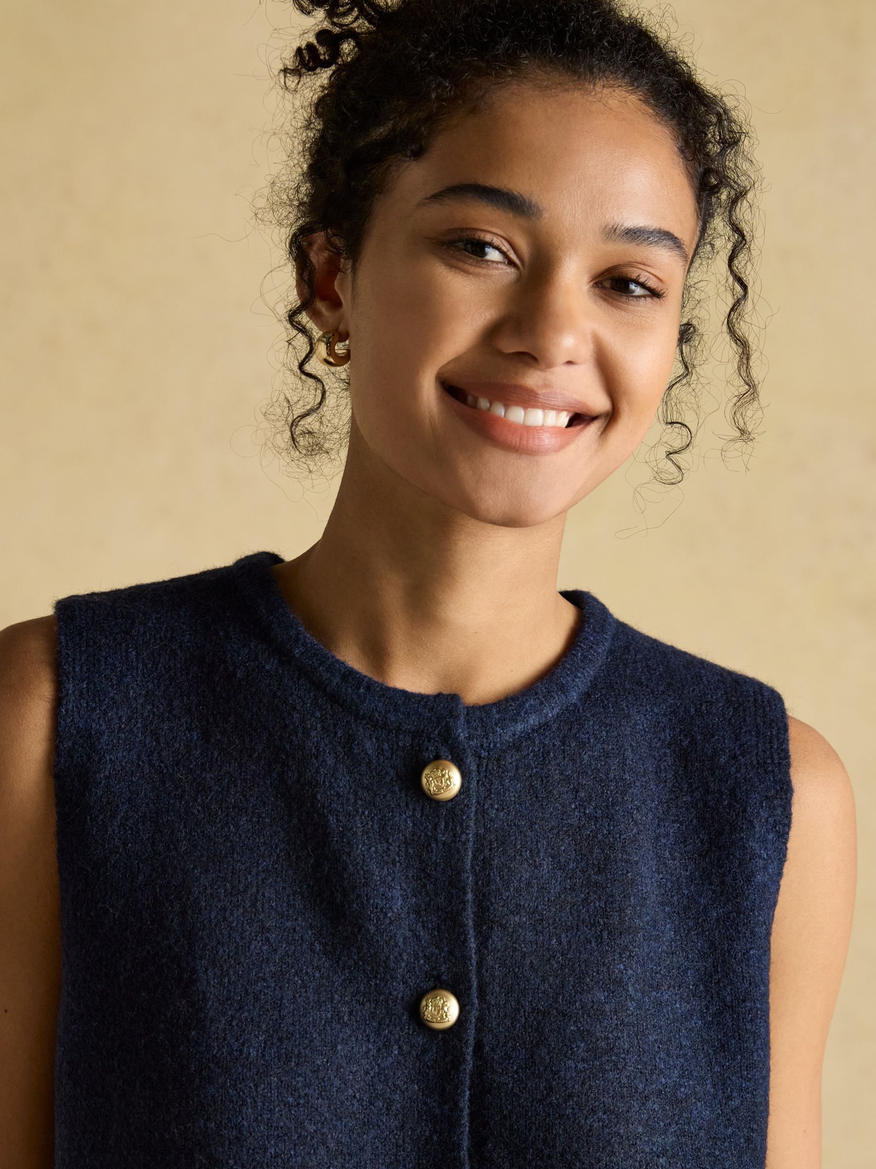 Holly Navy Button Through Knitted Vest - Image 6 of 7