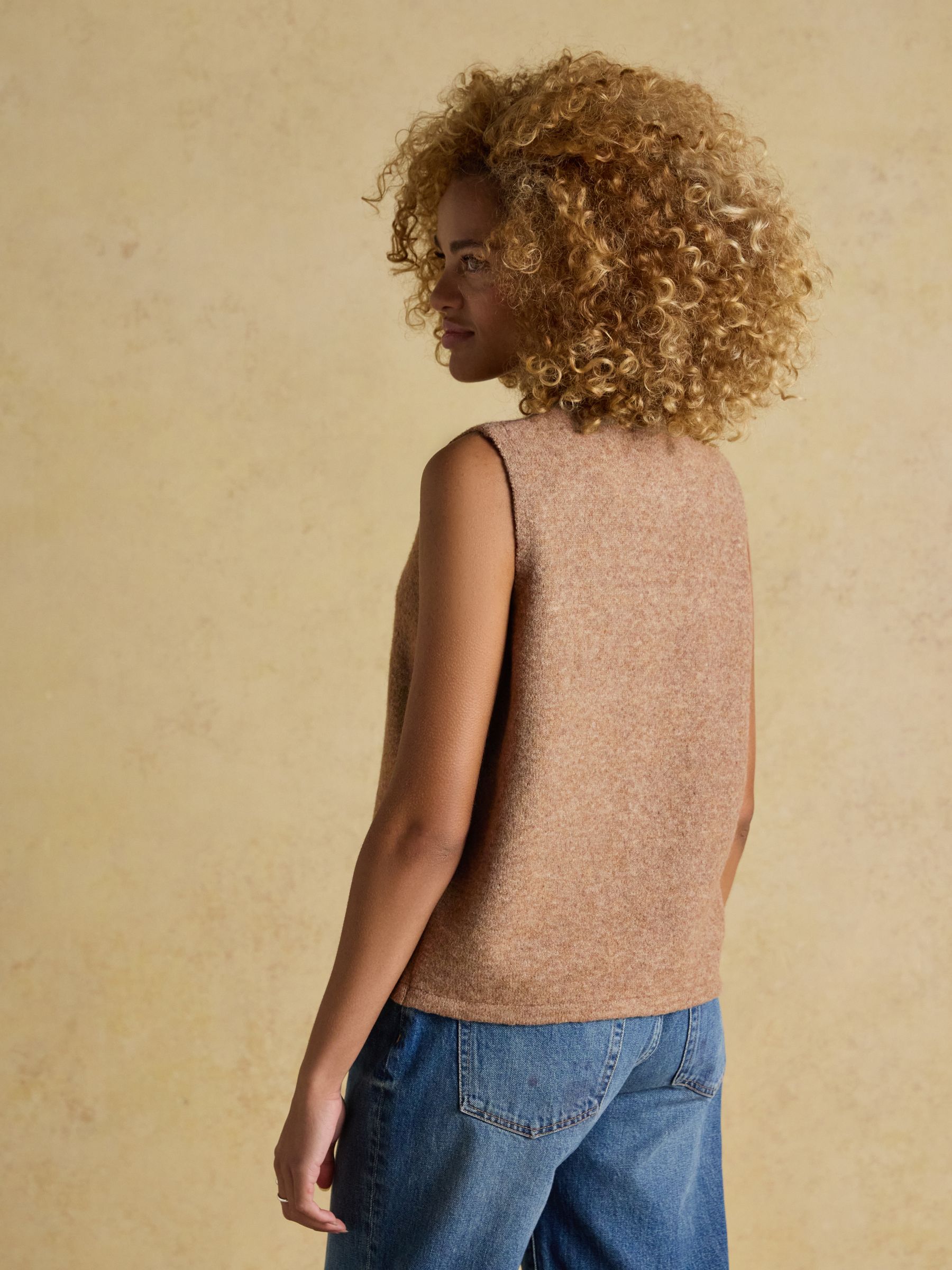 Holly Camel Button Through Knitted Vest - Image 2 of 7