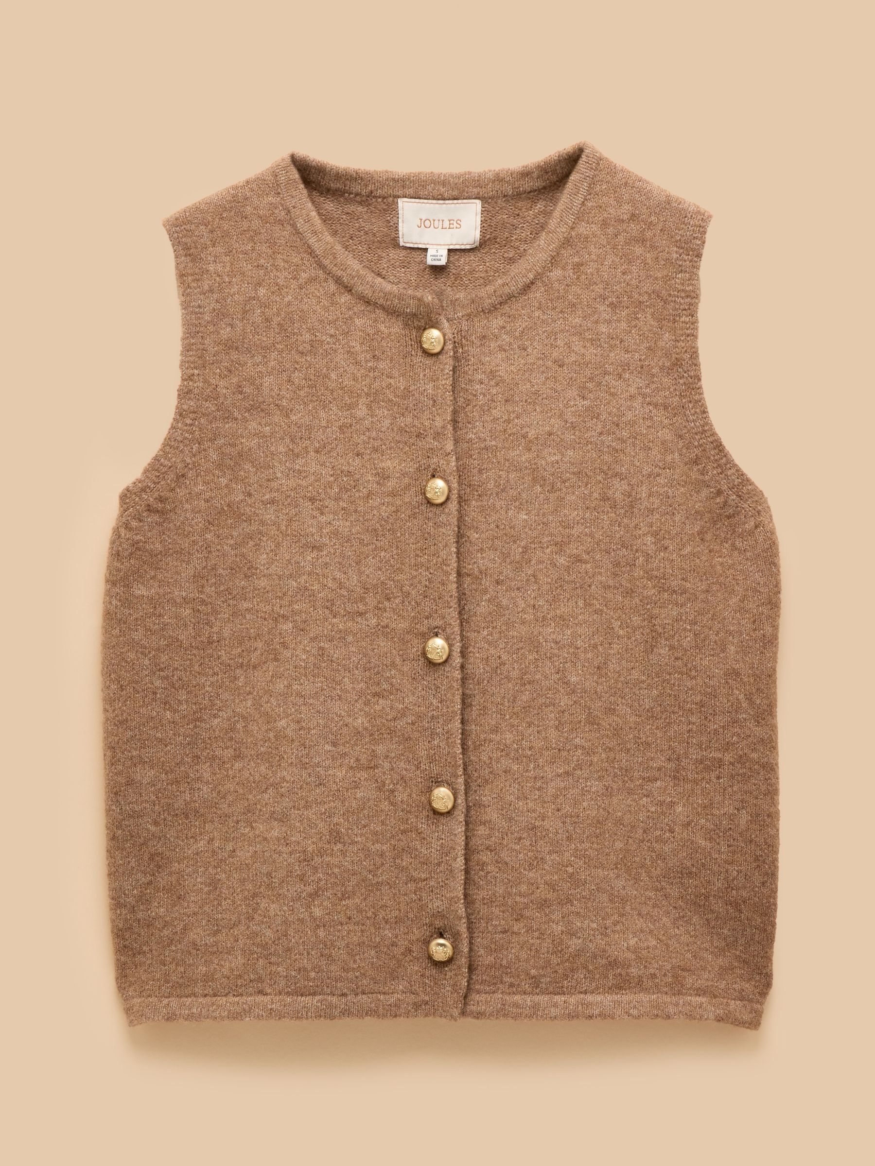 Holly Camel Button Through Knitted Vest - Image 7 of 7