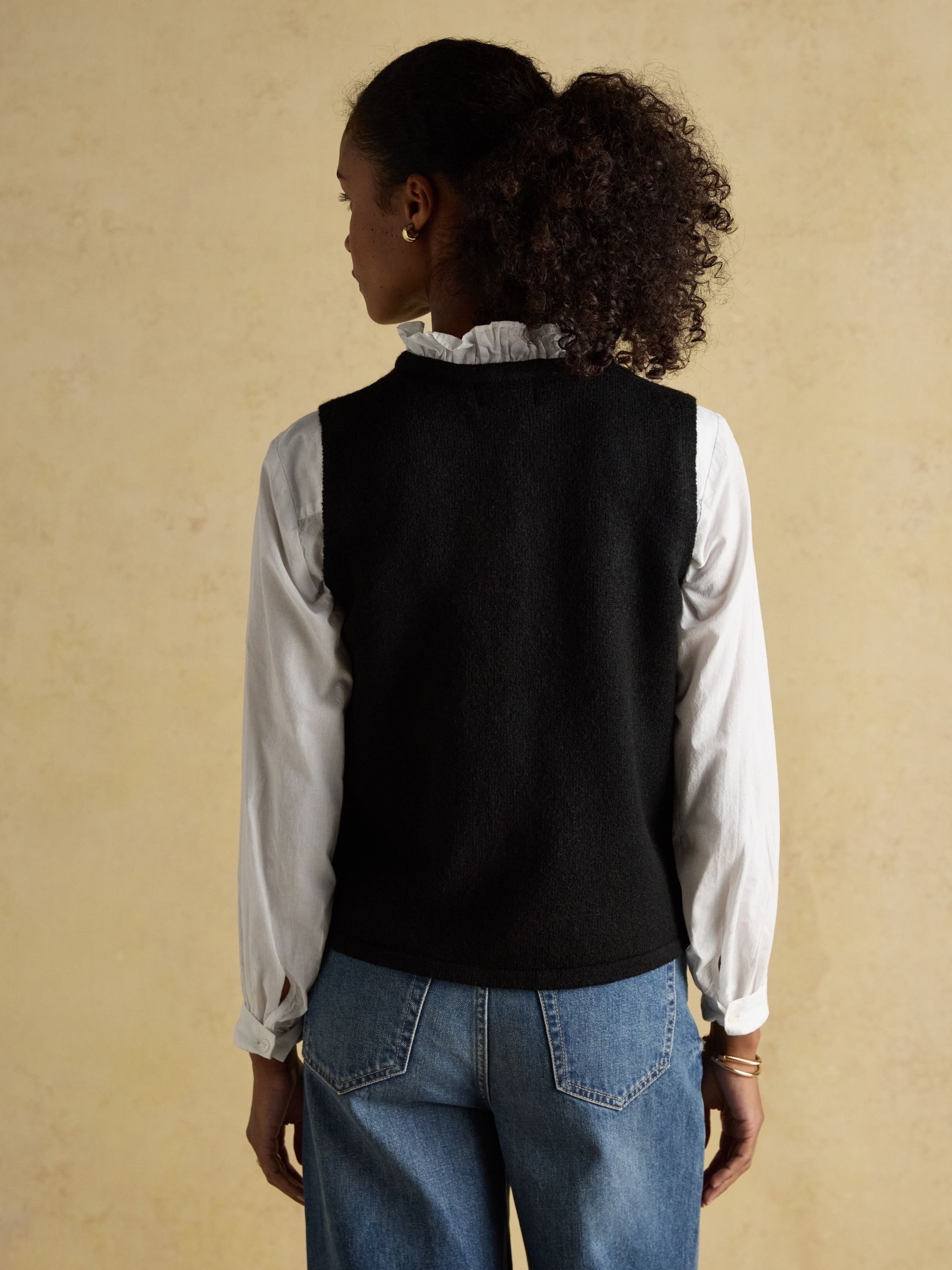 Holly Black Button Through Knitted Vest - Image 2 of 8