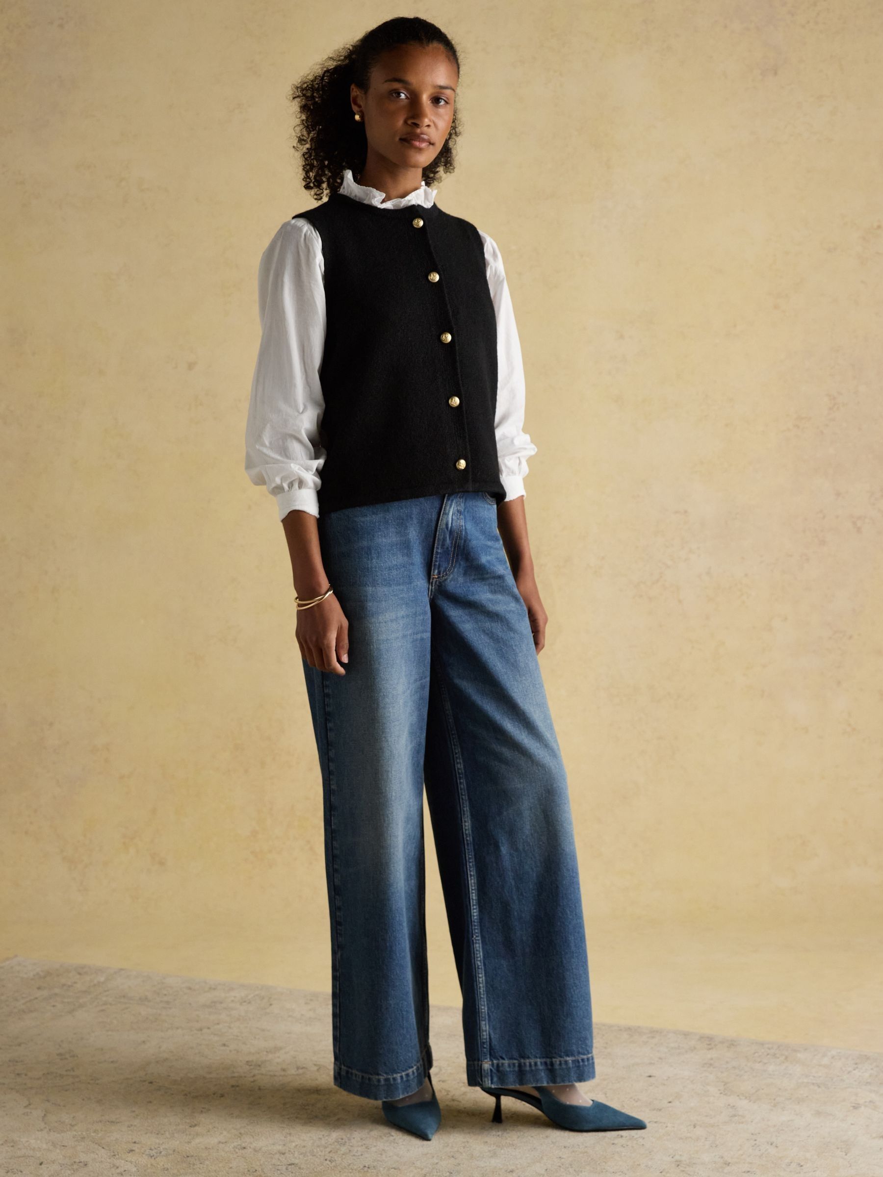 Holly Black Button Through Knitted Vest - Image 4 of 8