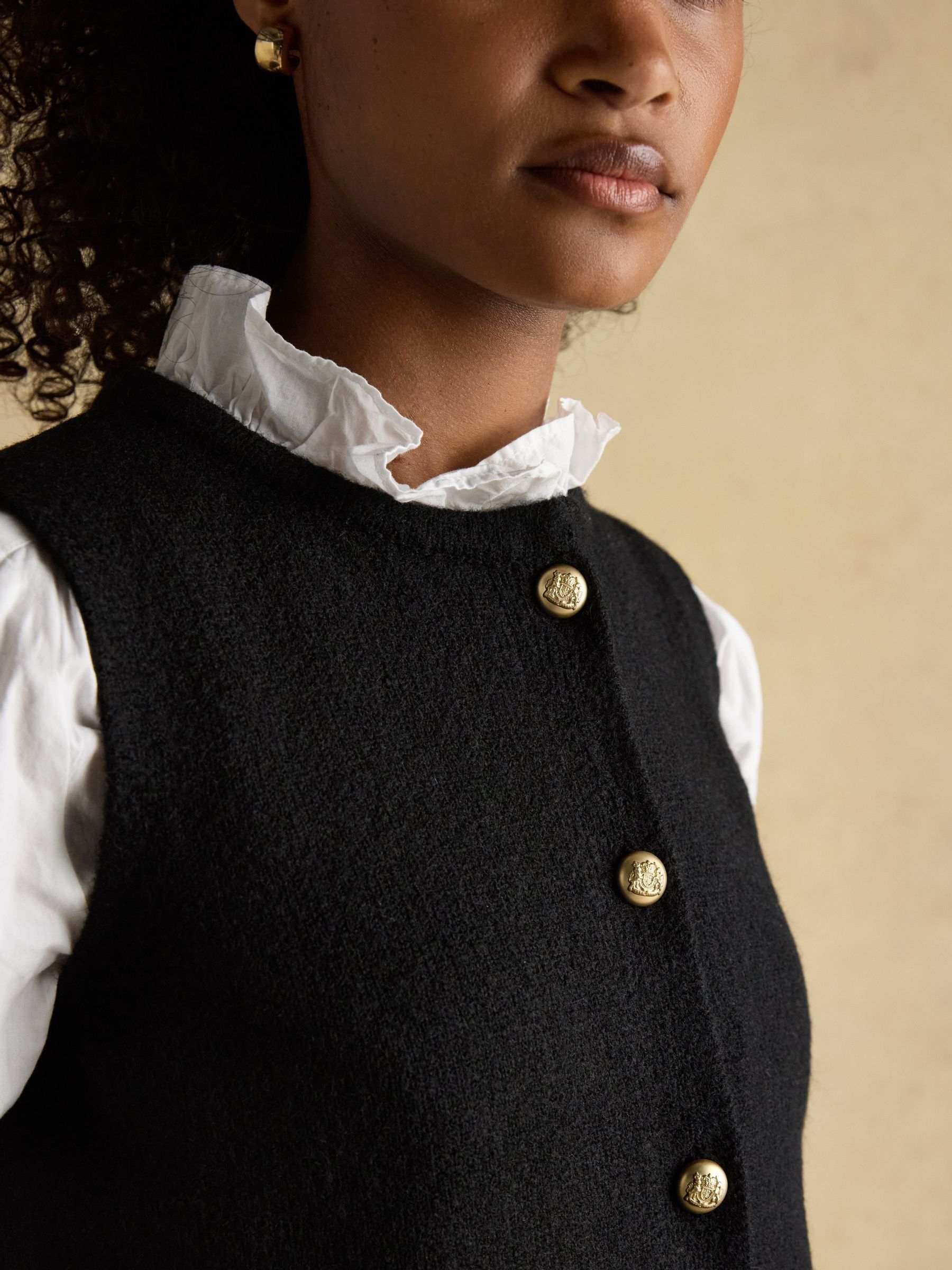 Holly Black Button Through Knitted Vest - Image 5 of 8
