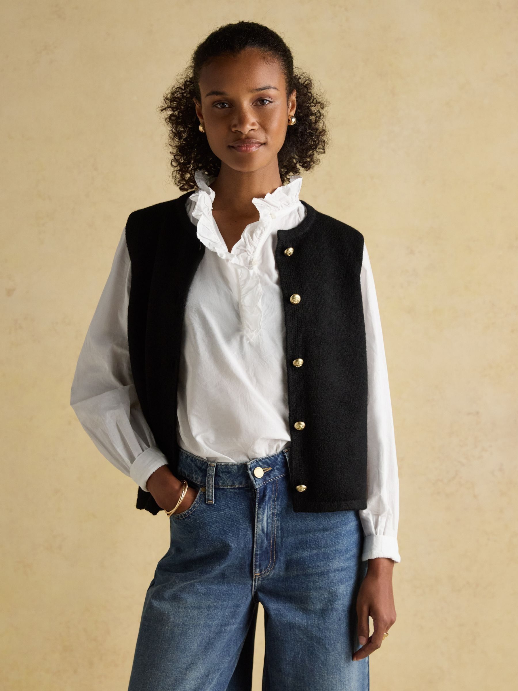 Holly Black Button Through Knitted Vest - Image 6 of 8