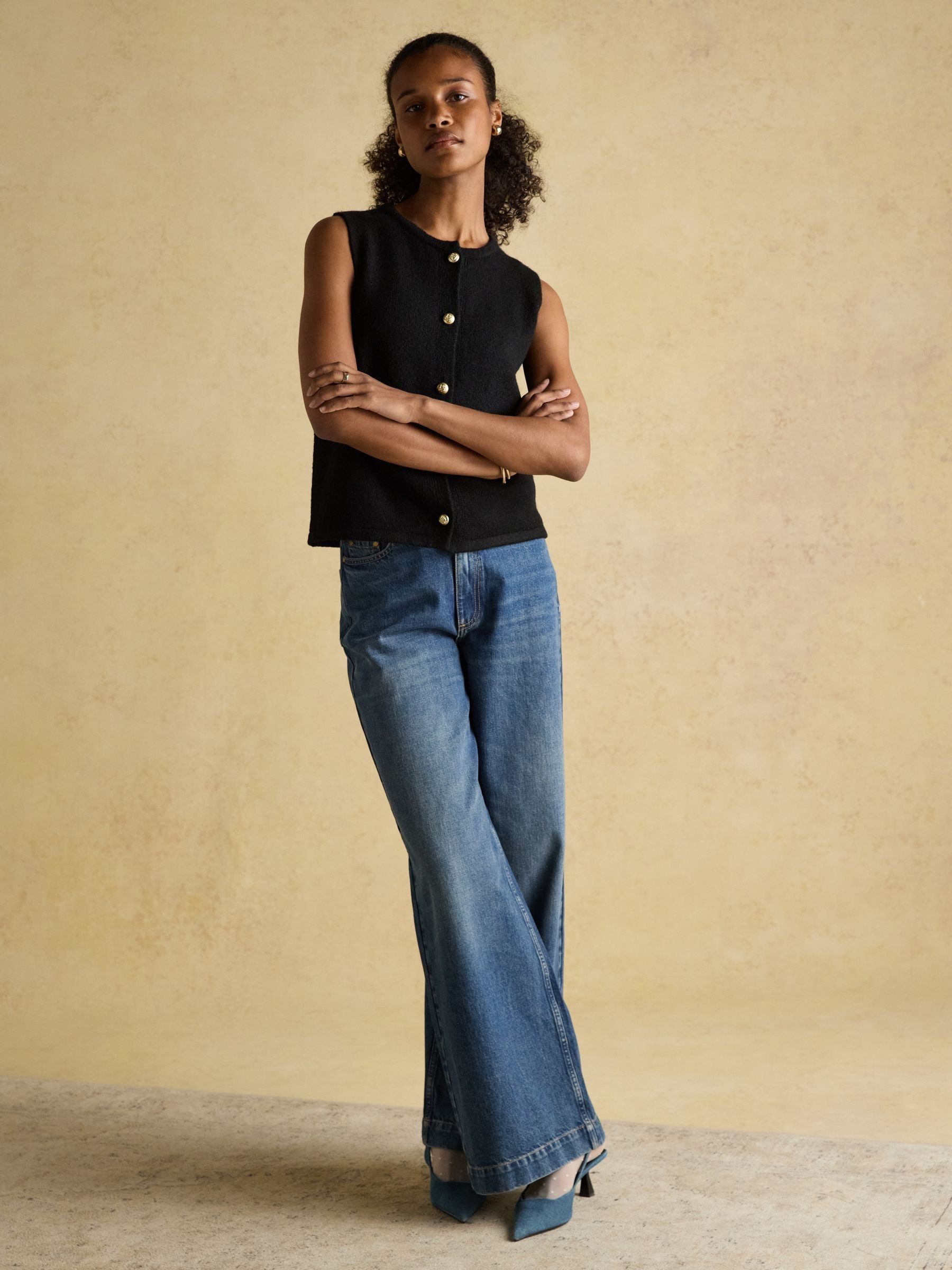 Holly Black Button Through Knitted Vest - Image 7 of 8