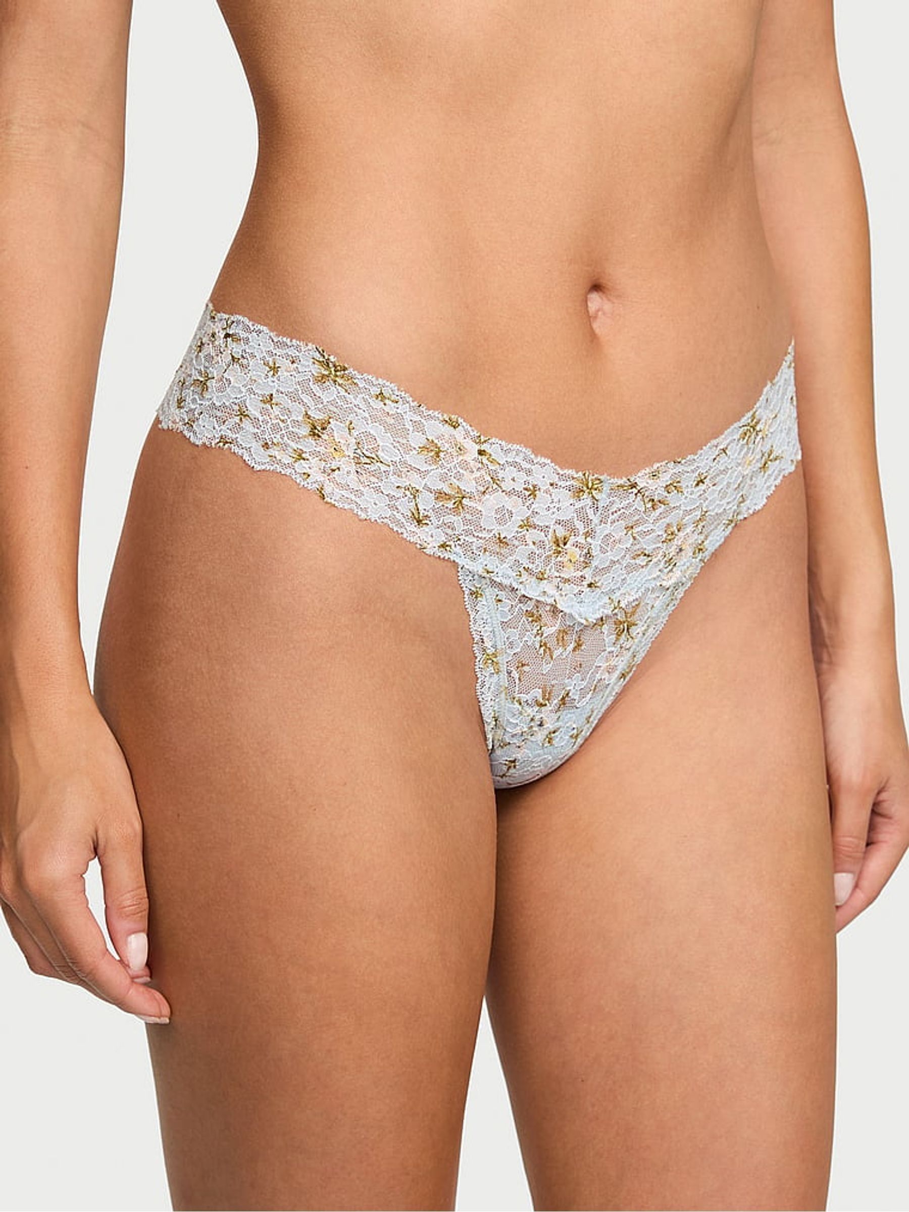 Palest Blue Floral Thong Knickers - Image 1 of 3