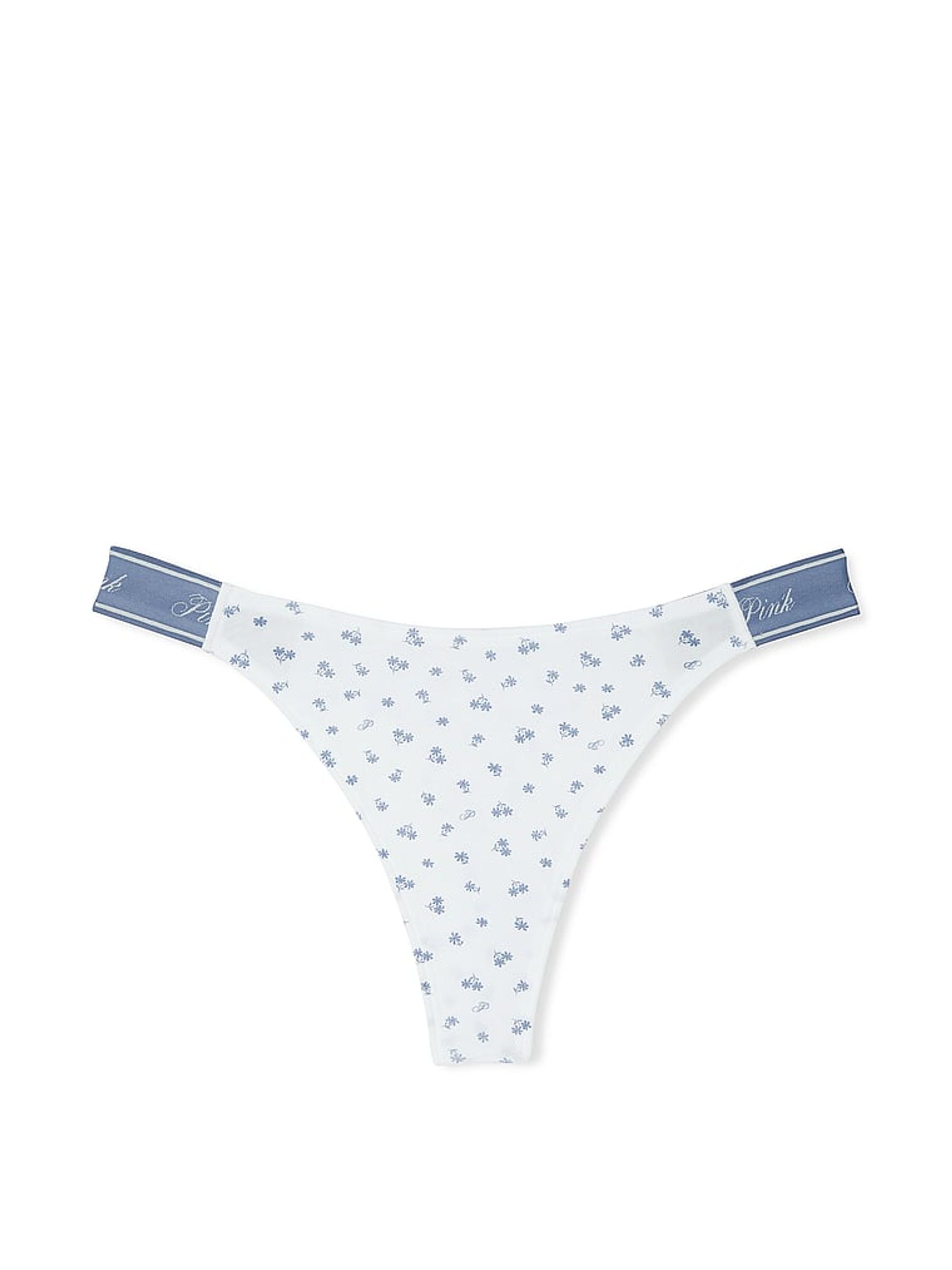 White Floral Thong Cotton Logo Knickers - Image 3 of 3