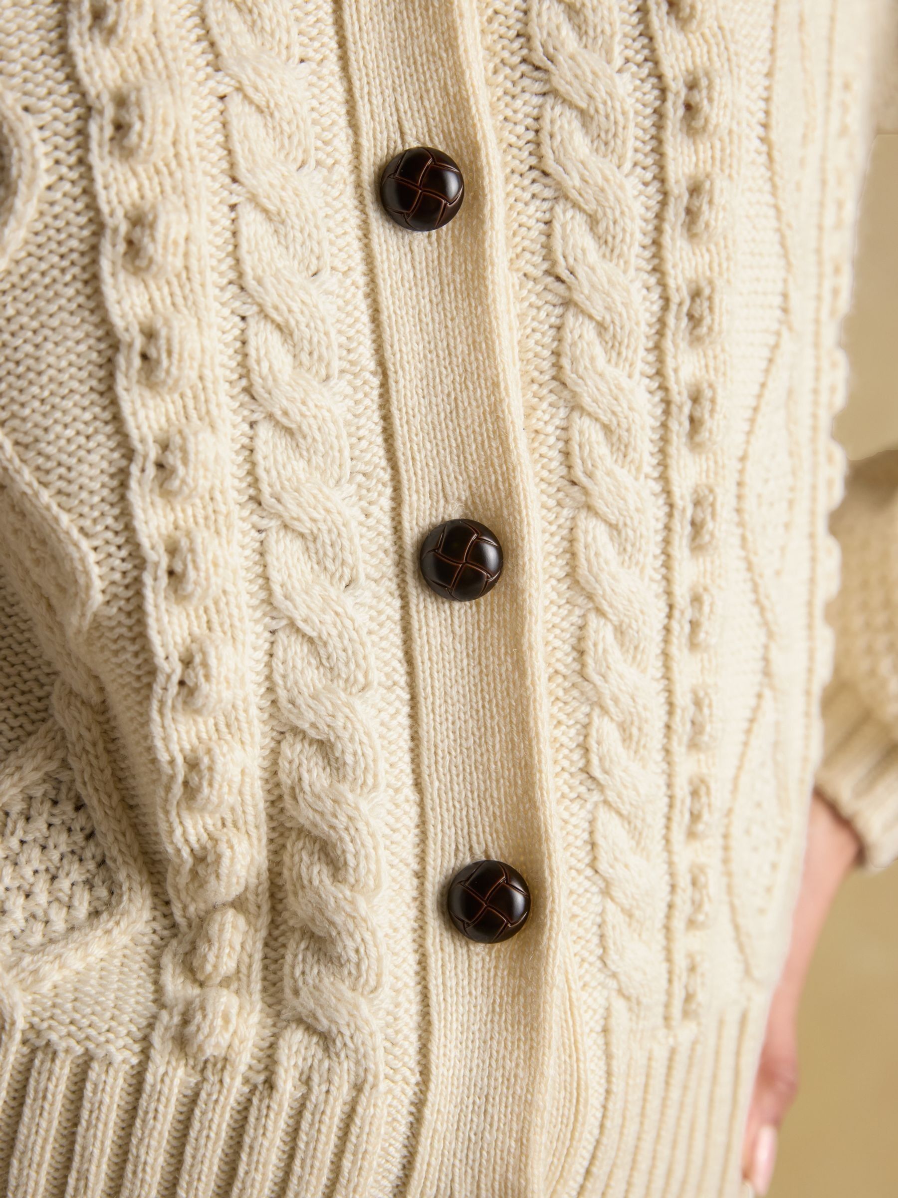 Rafferty Cream Cable Knit Cardigan - Image 8 of 9