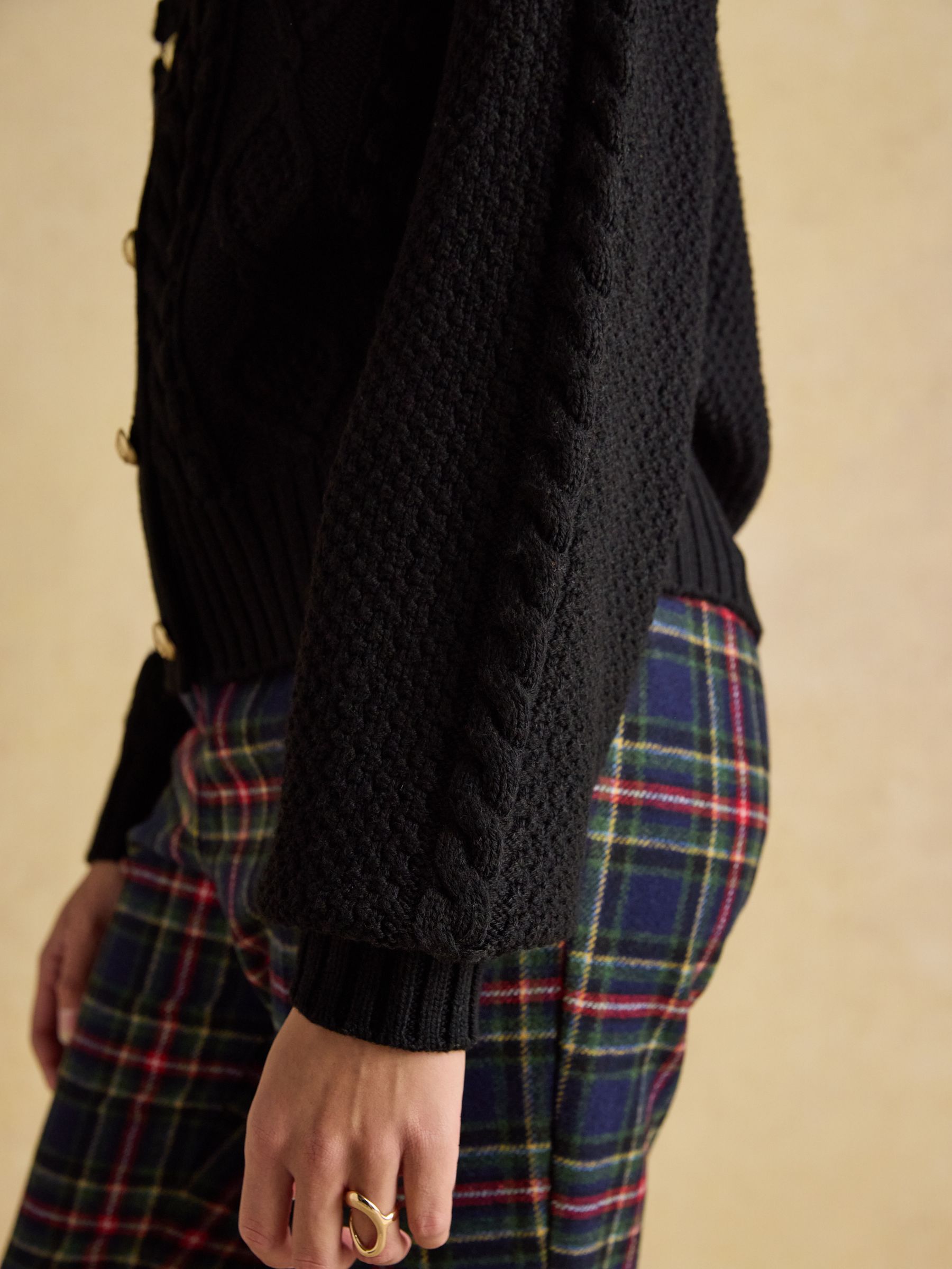 Rafferty Black Cable Knit Cardigan - Image 7 of 8