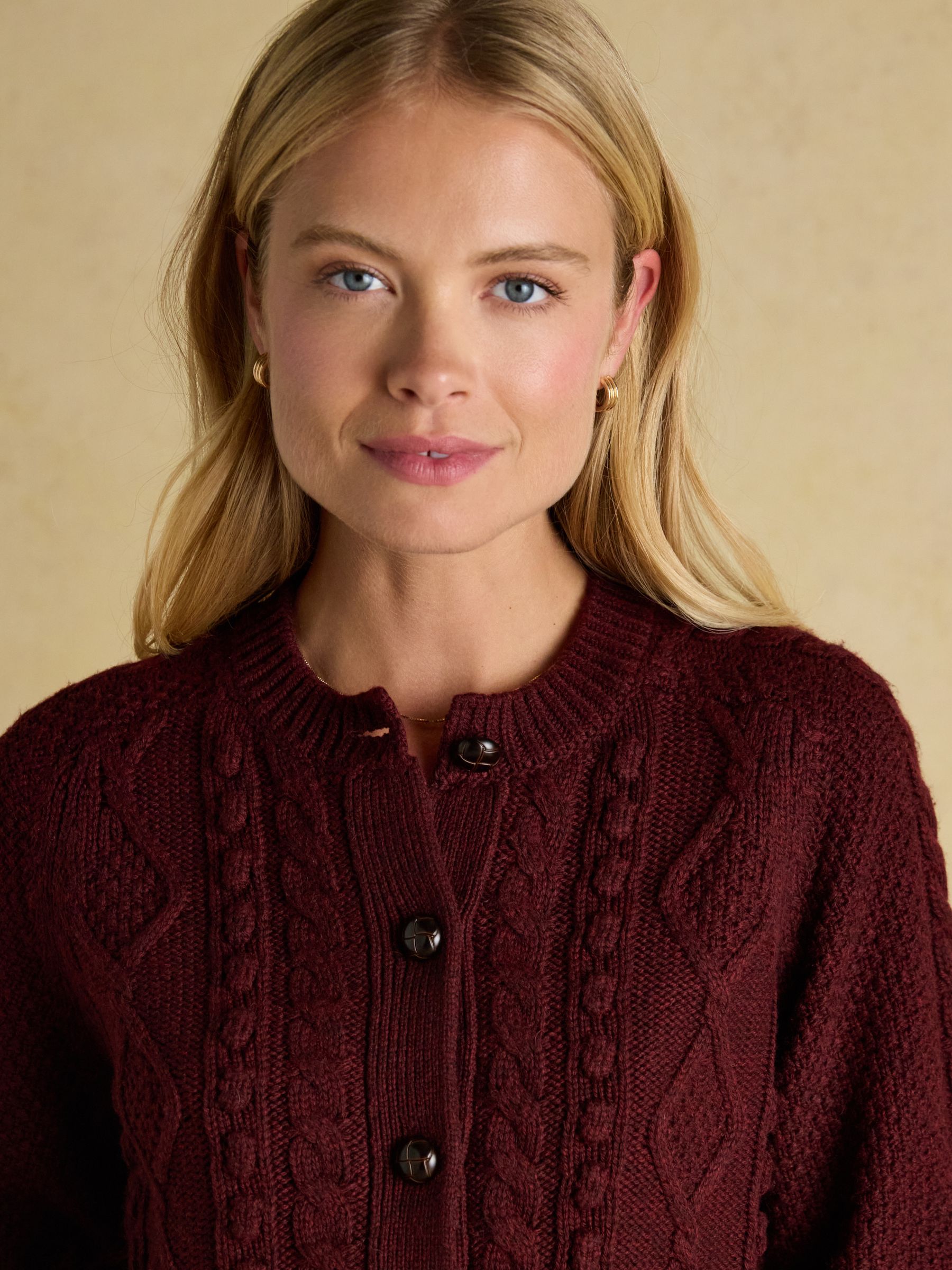 Rafferty Wine Cable Knit Cardigan - Image 4 of 9