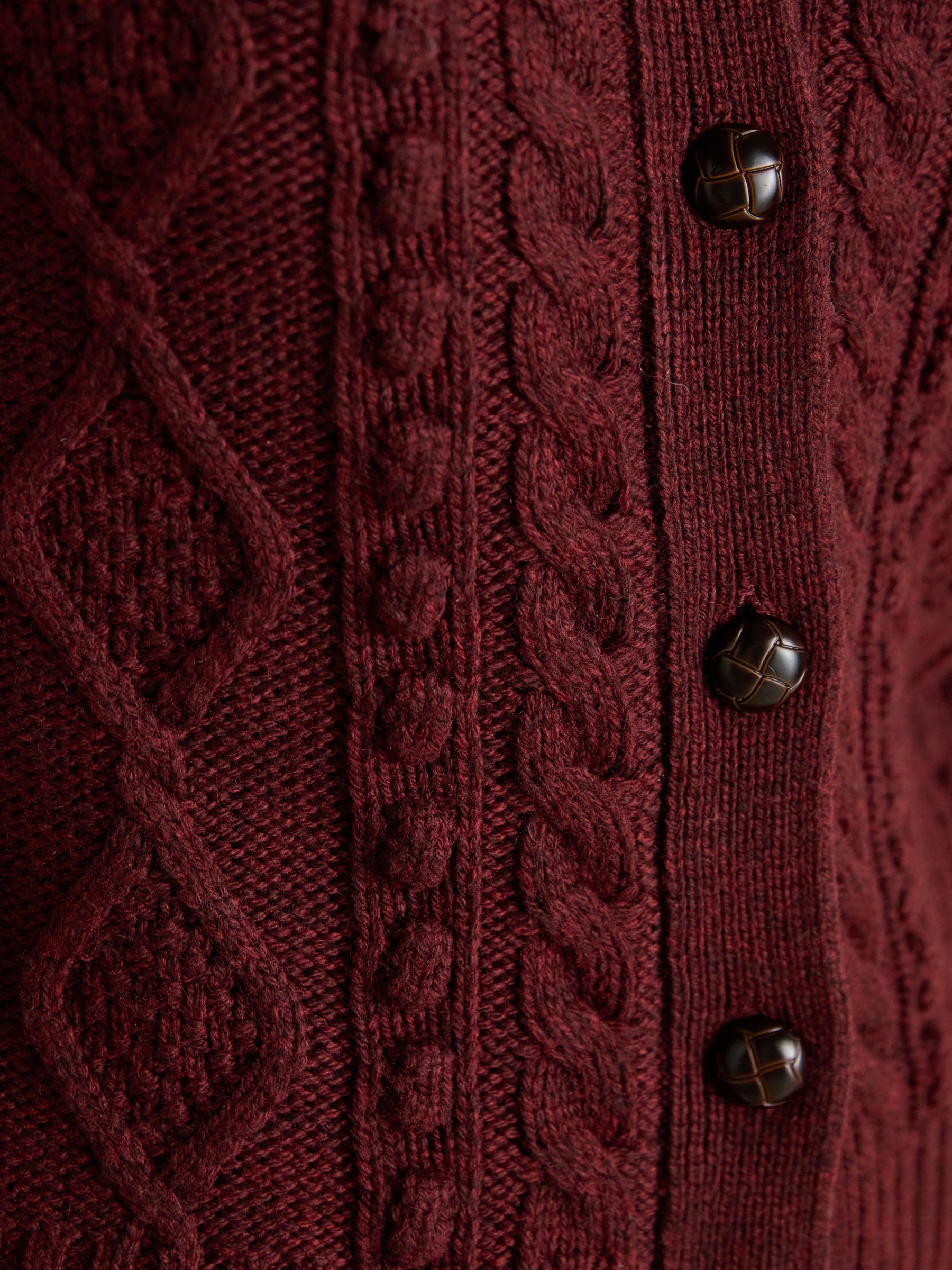 Rafferty Wine Cable Knit Cardigan - Image 8 of 9