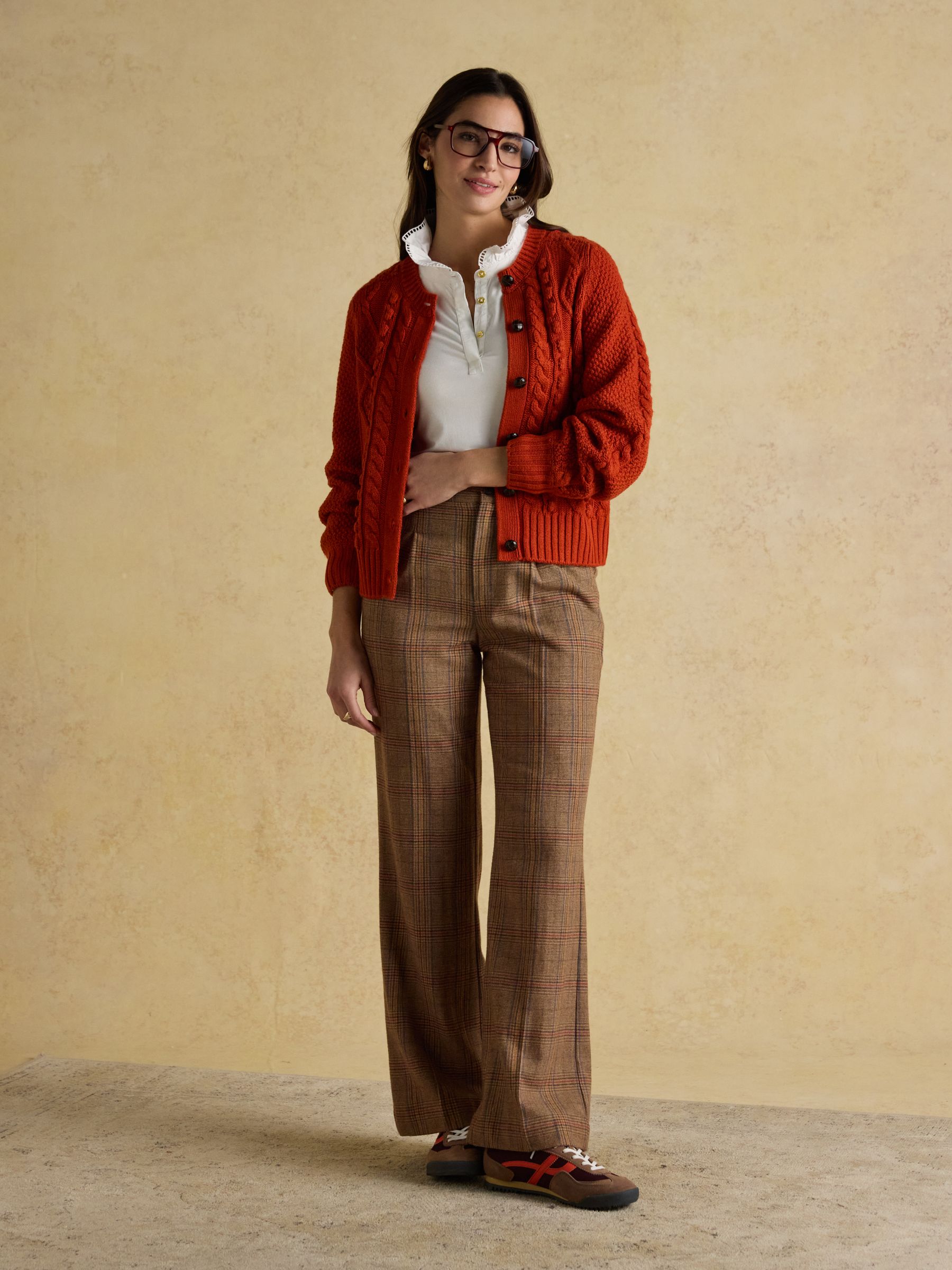 Rafferty Burnt Orange Cable Knit Cardigan - Image 3 of 7