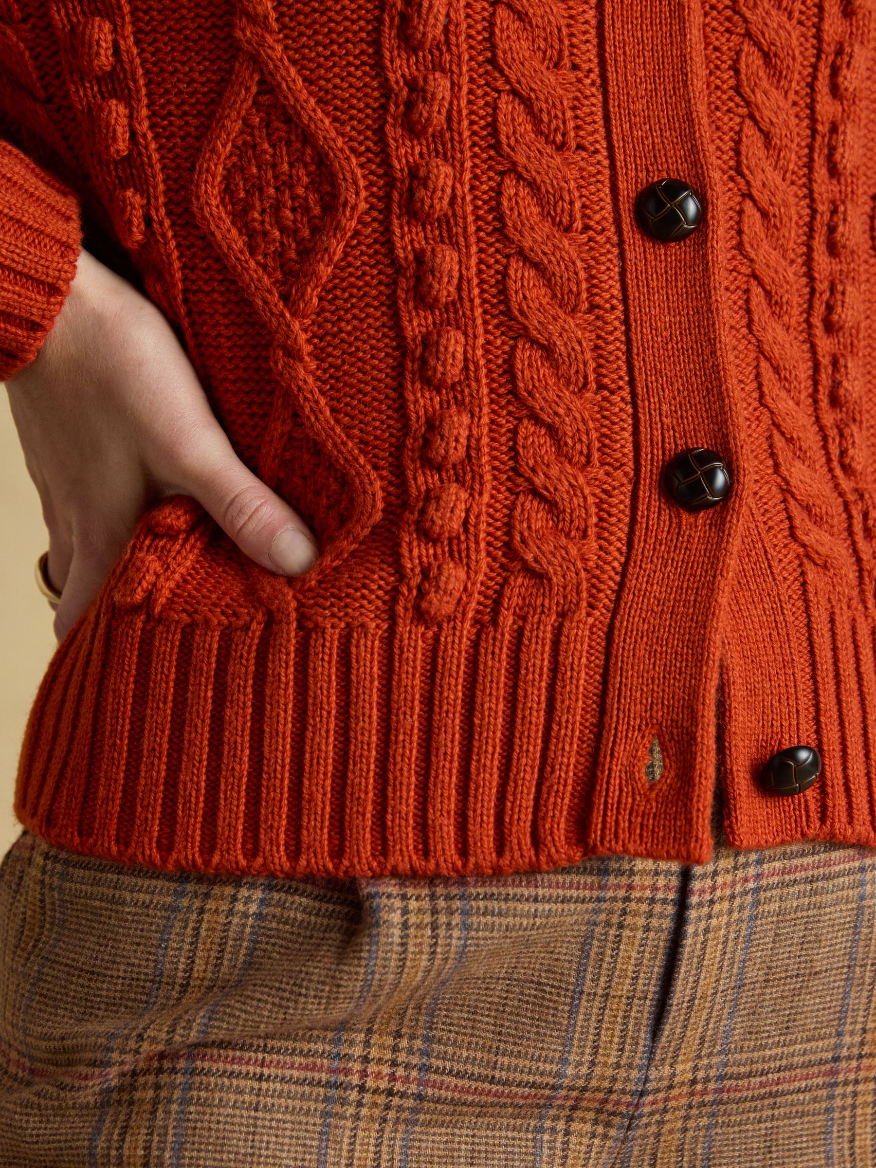 Rafferty Burnt Orange Cable Knit Cardigan - Image 5 of 7
