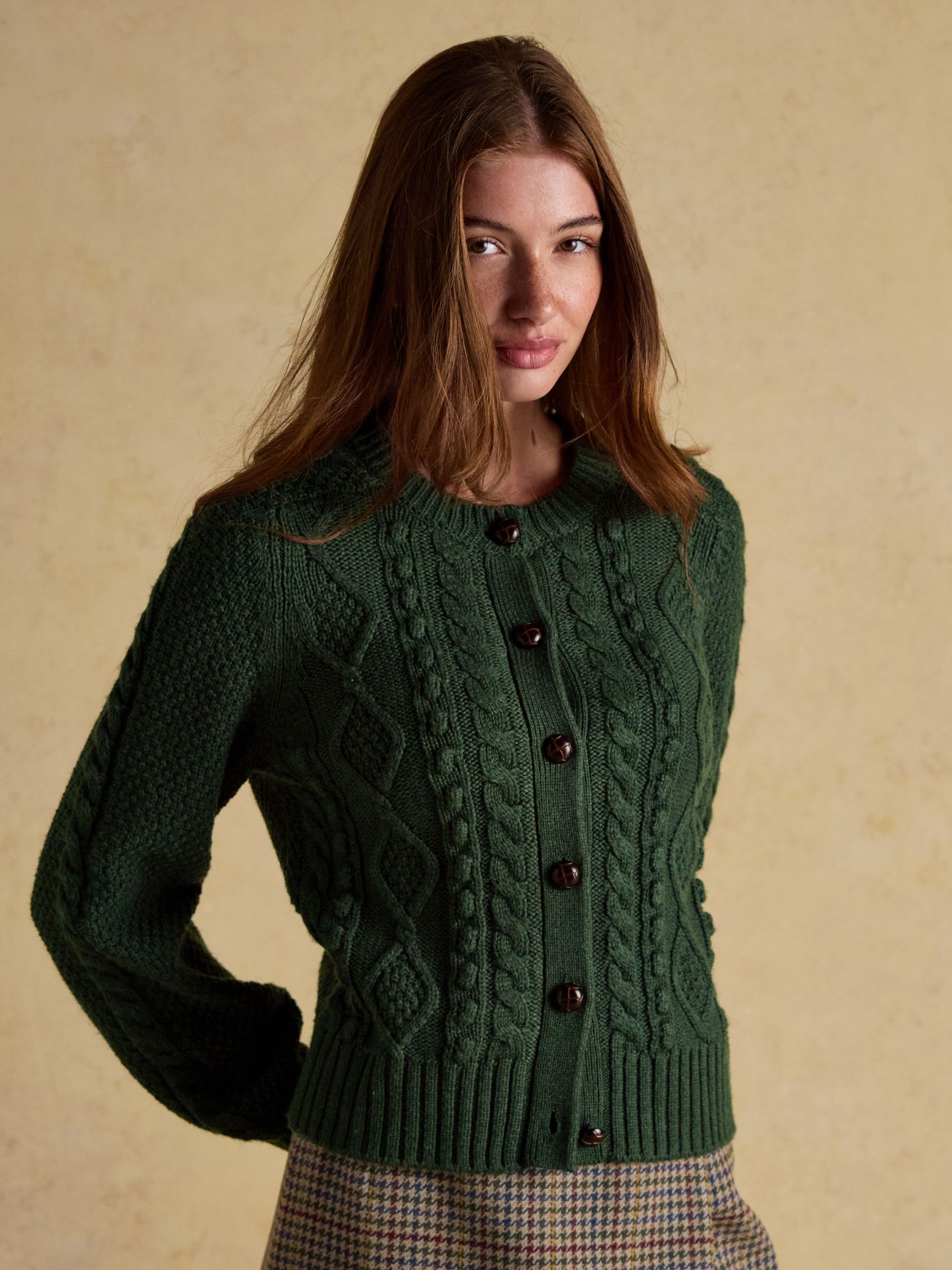 Rafferty Green Cable Knit Cardigan - Image 1 of 8