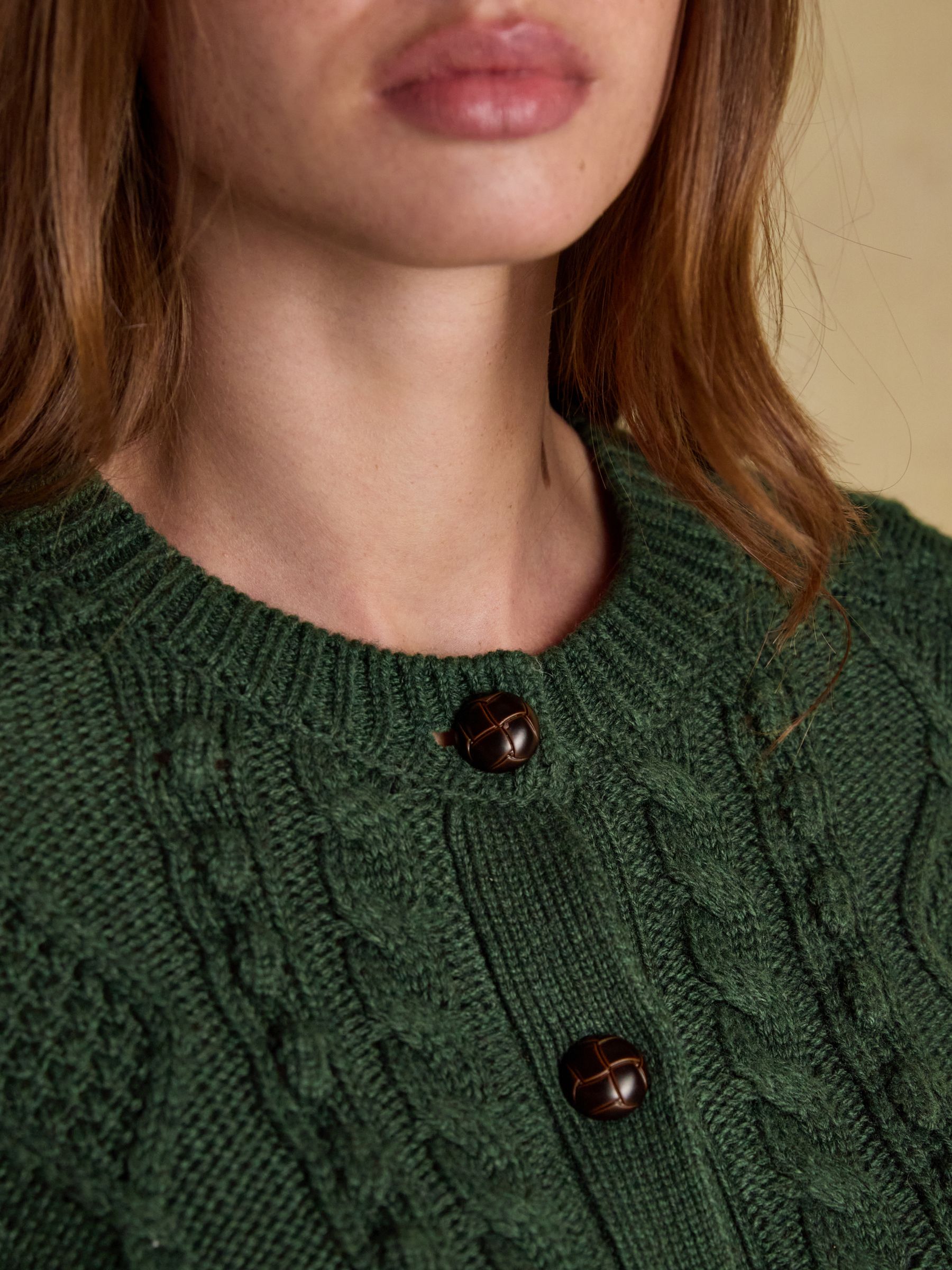 Rafferty Green Cable Knit Cardigan - Image 4 of 8