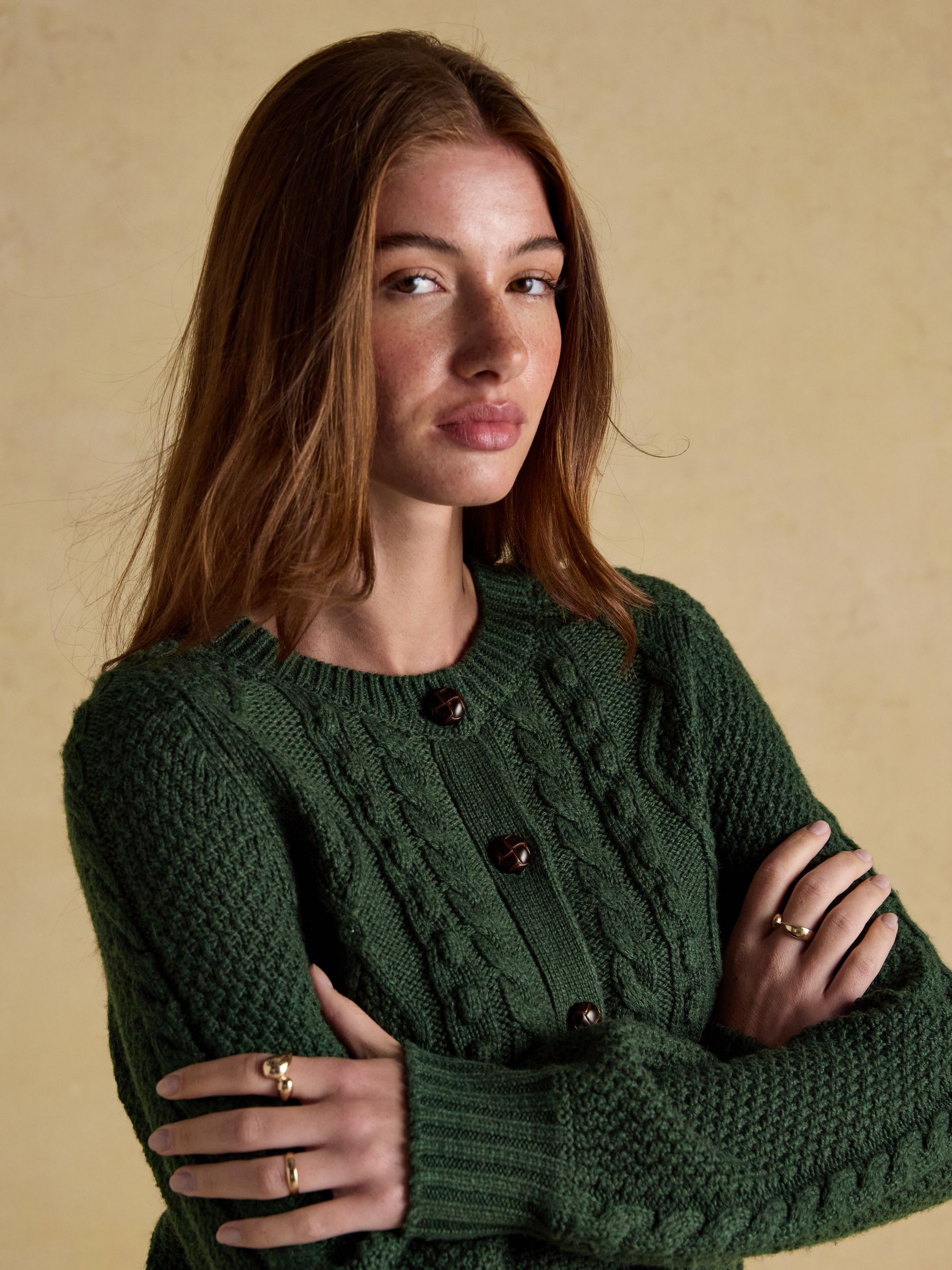 Rafferty Green Cable Knit Cardigan - Image 5 of 8