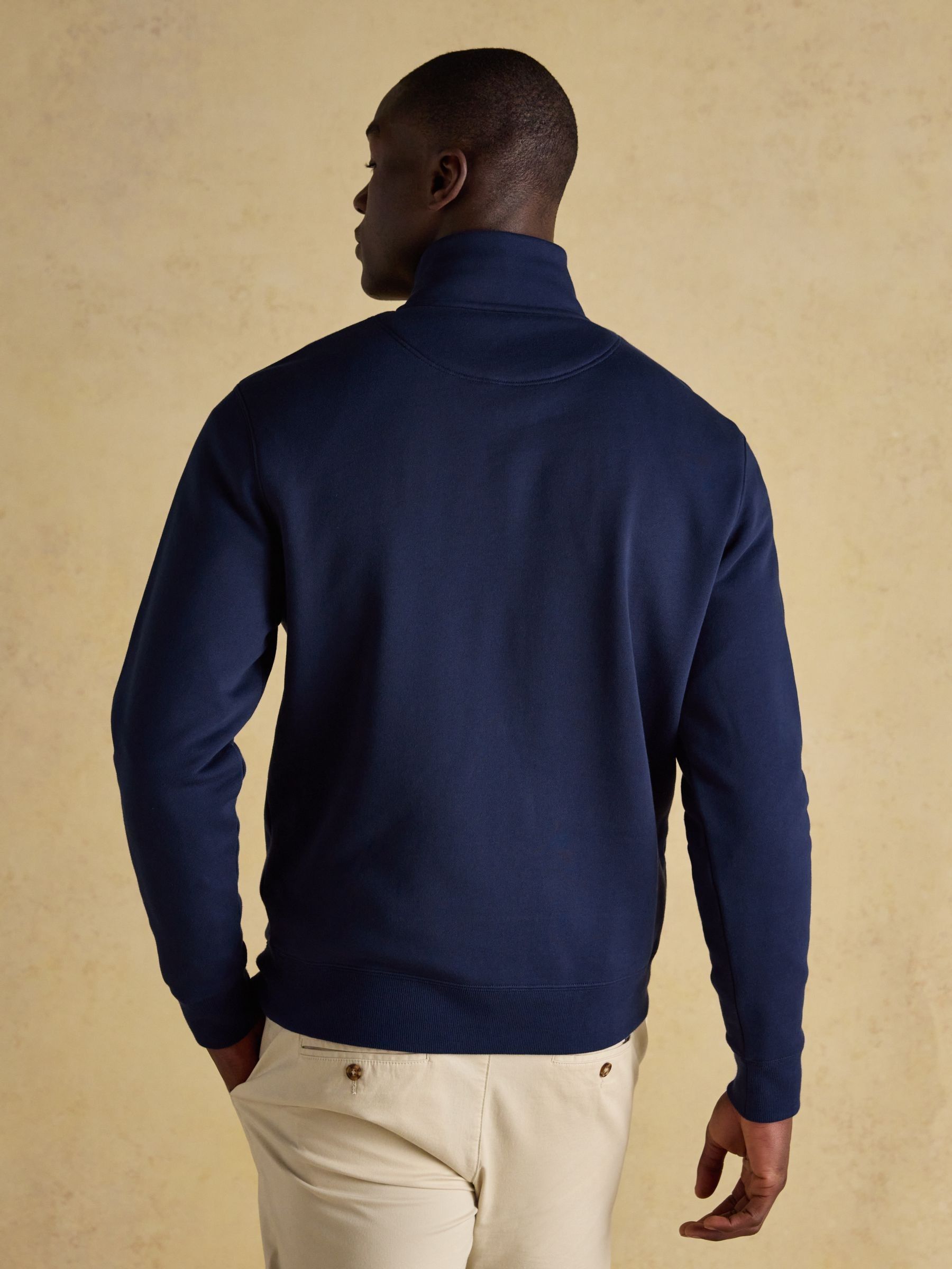 Jenkins Navy Brushed Cotton Quarter Zip Sweatshirt - Image 2 of 11