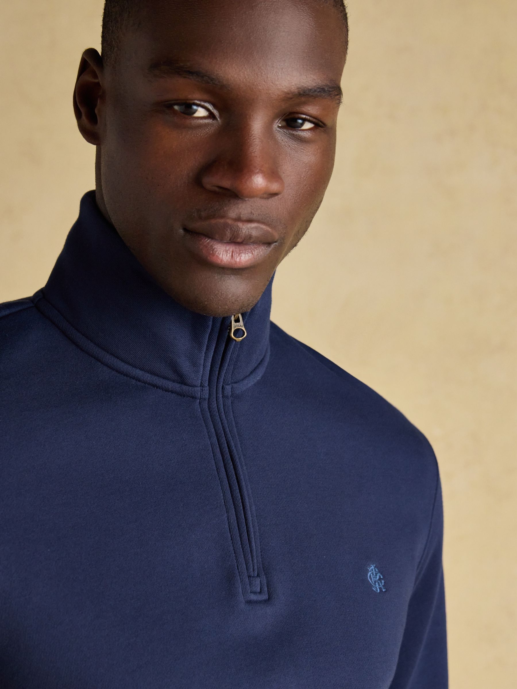 Jenkins Navy Brushed Cotton Quarter Zip Sweatshirt - Image 4 of 11