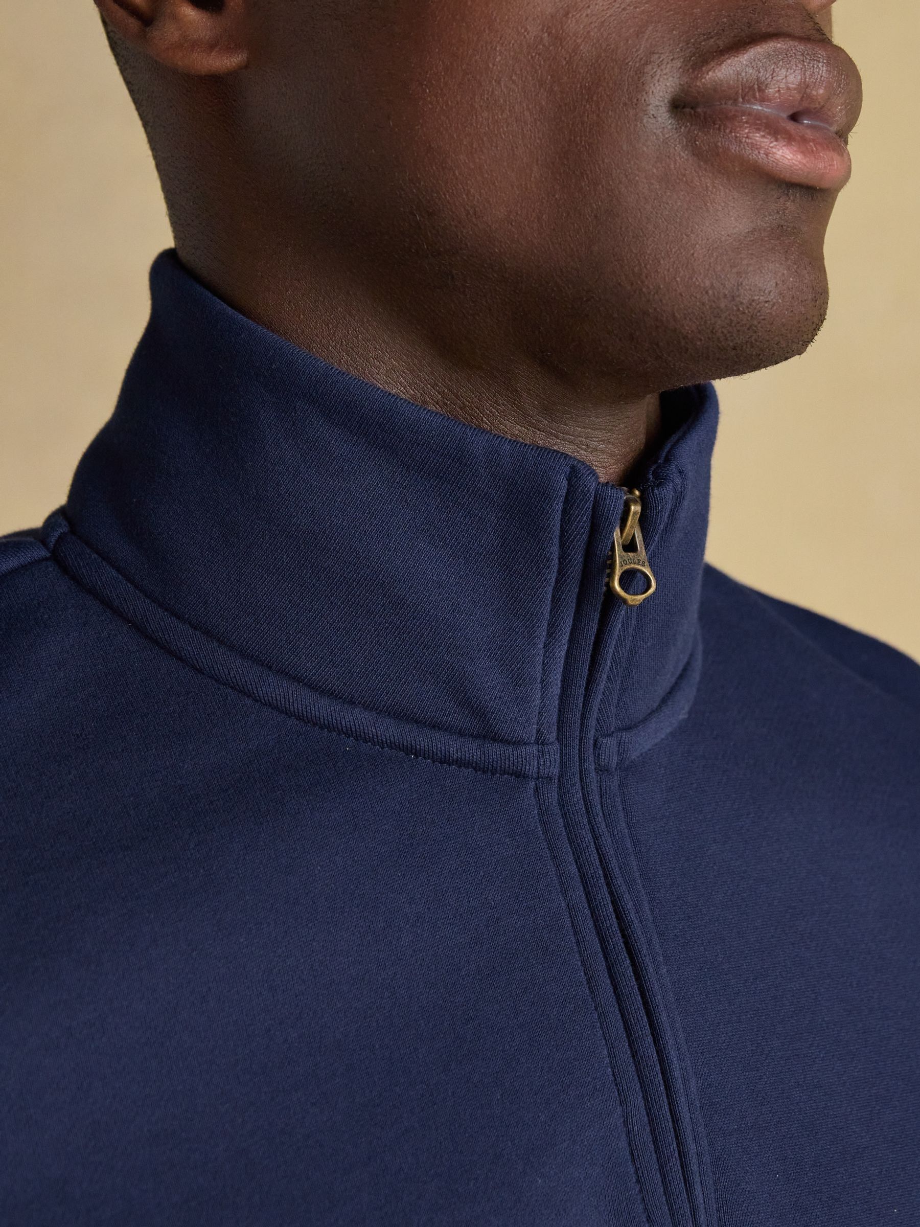 Jenkins Navy Brushed Cotton Quarter Zip Sweatshirt - Image 5 of 11