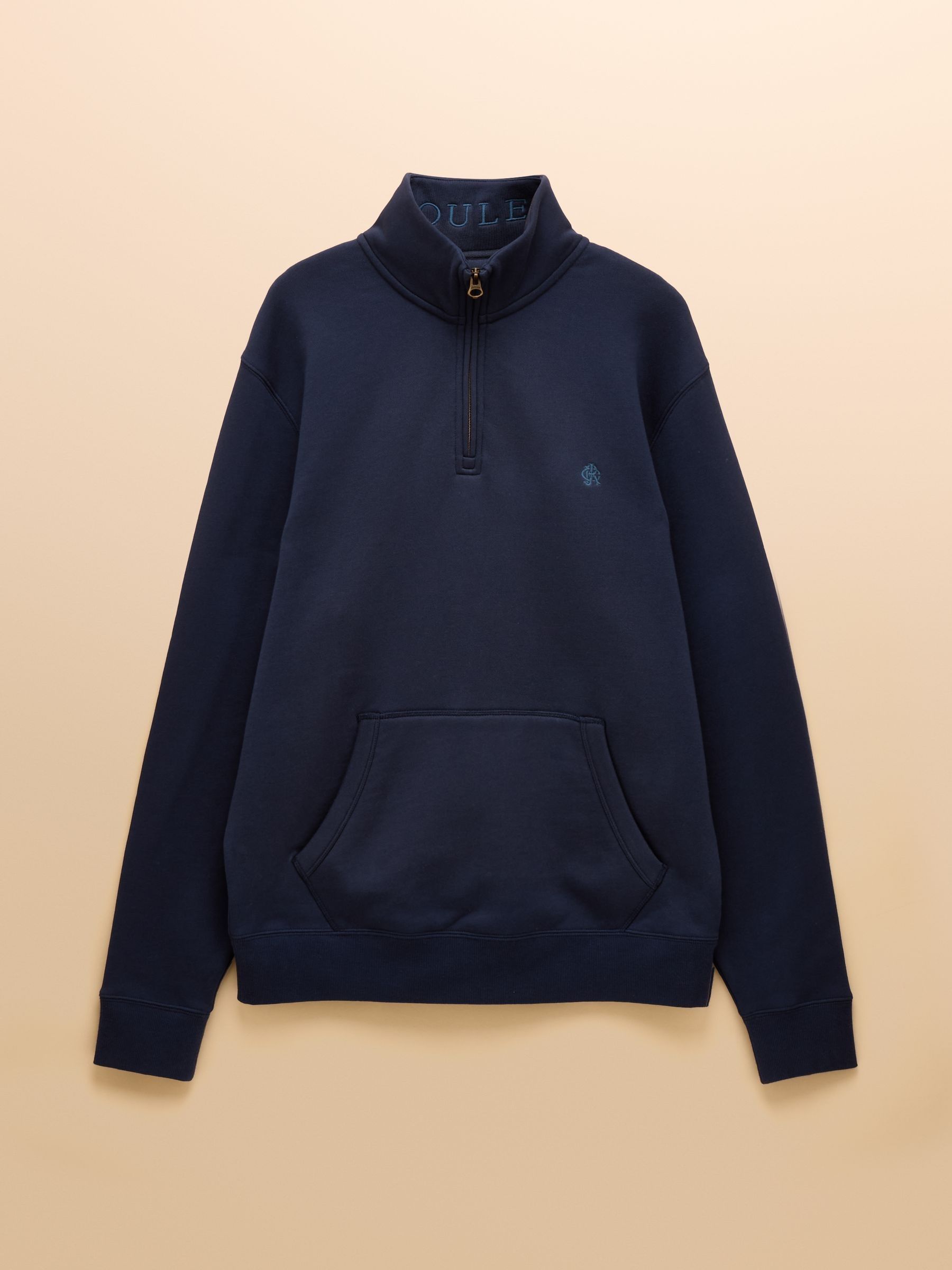 Jenkins Navy Brushed Cotton Quarter Zip Sweatshirt - Image 8 of 11
