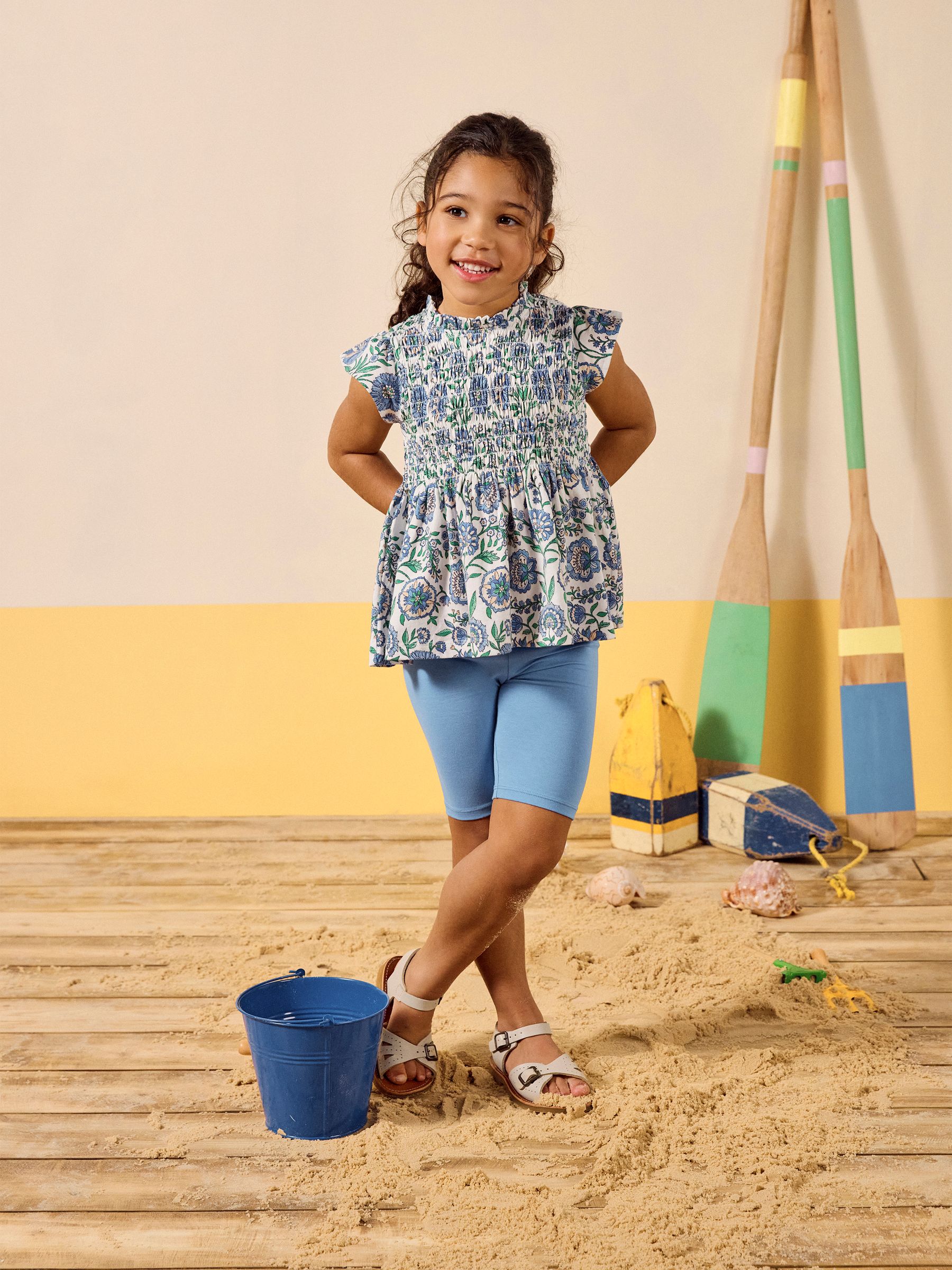 Gracie Blue Shirred Short Sleeve Top - Image 2 of 7