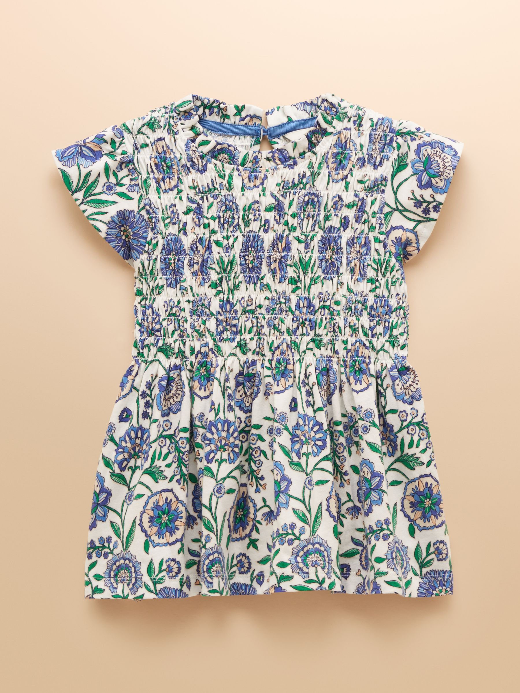 Gracie Blue Shirred Short Sleeve Top - Image 3 of 7