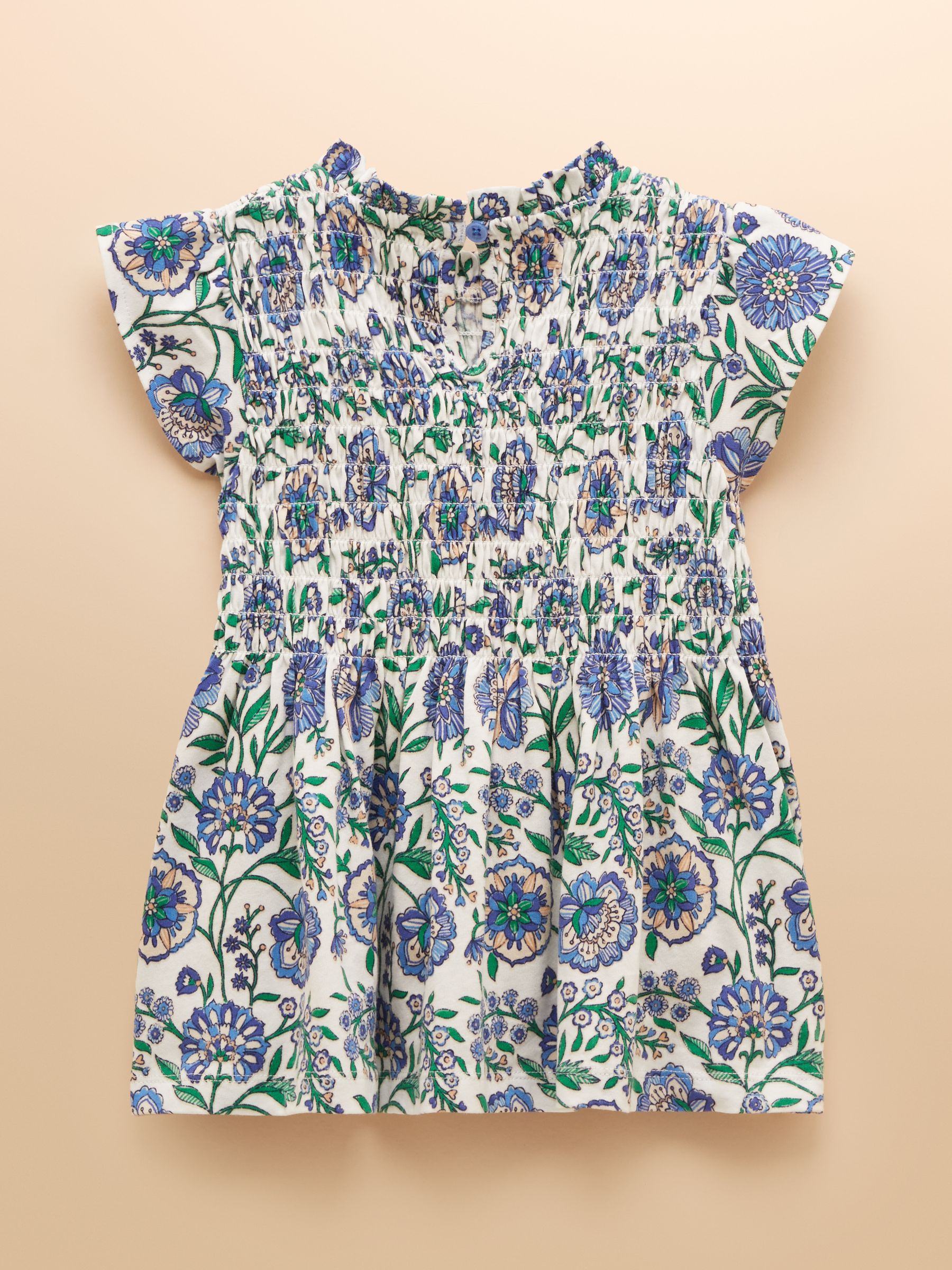 Gracie Blue Shirred Short Sleeve Top - Image 4 of 7