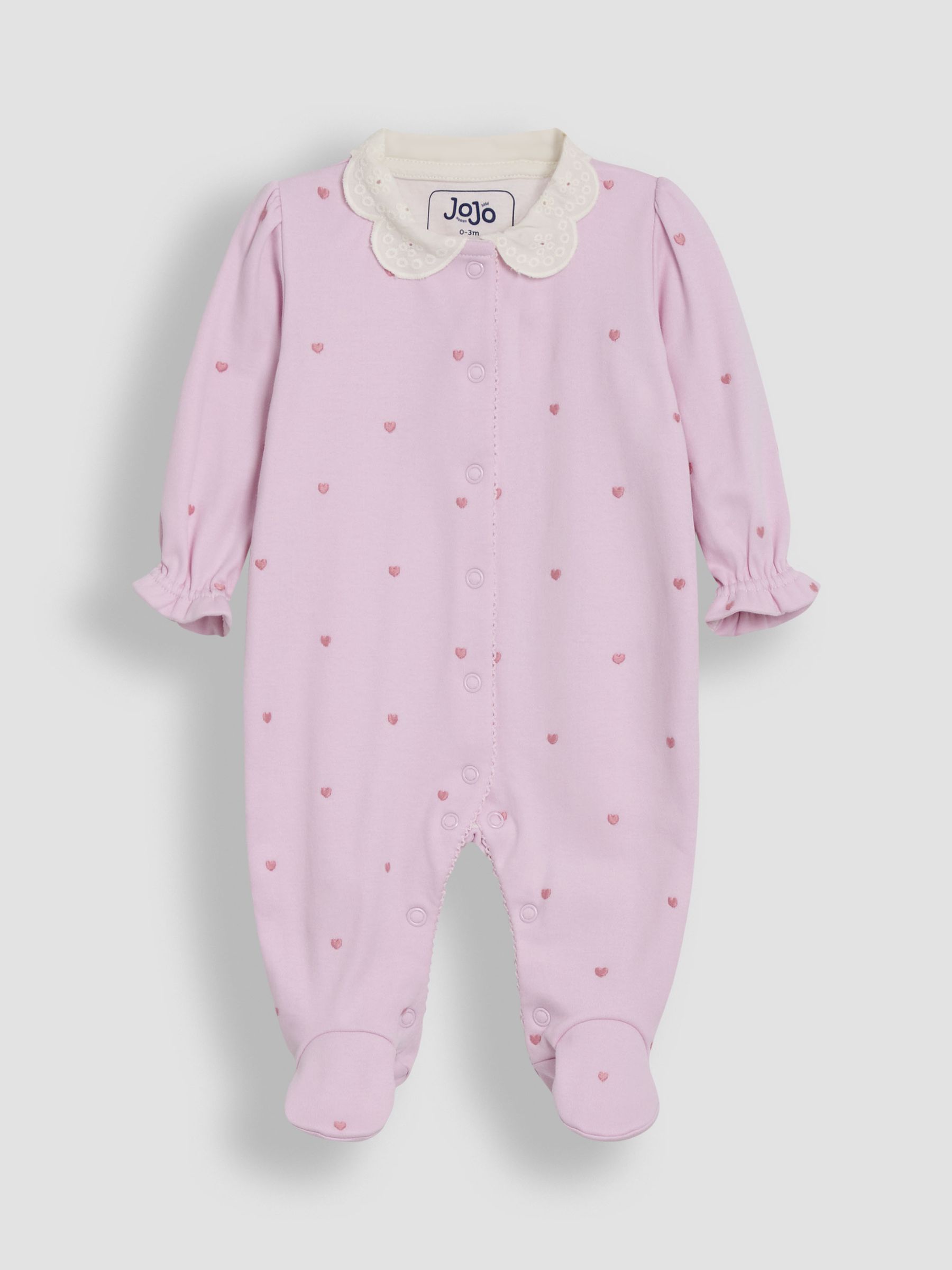 Pink Cotton Collared 2-Piece Embroidered Sleepsuit and Headband Set - Image 4 of 6