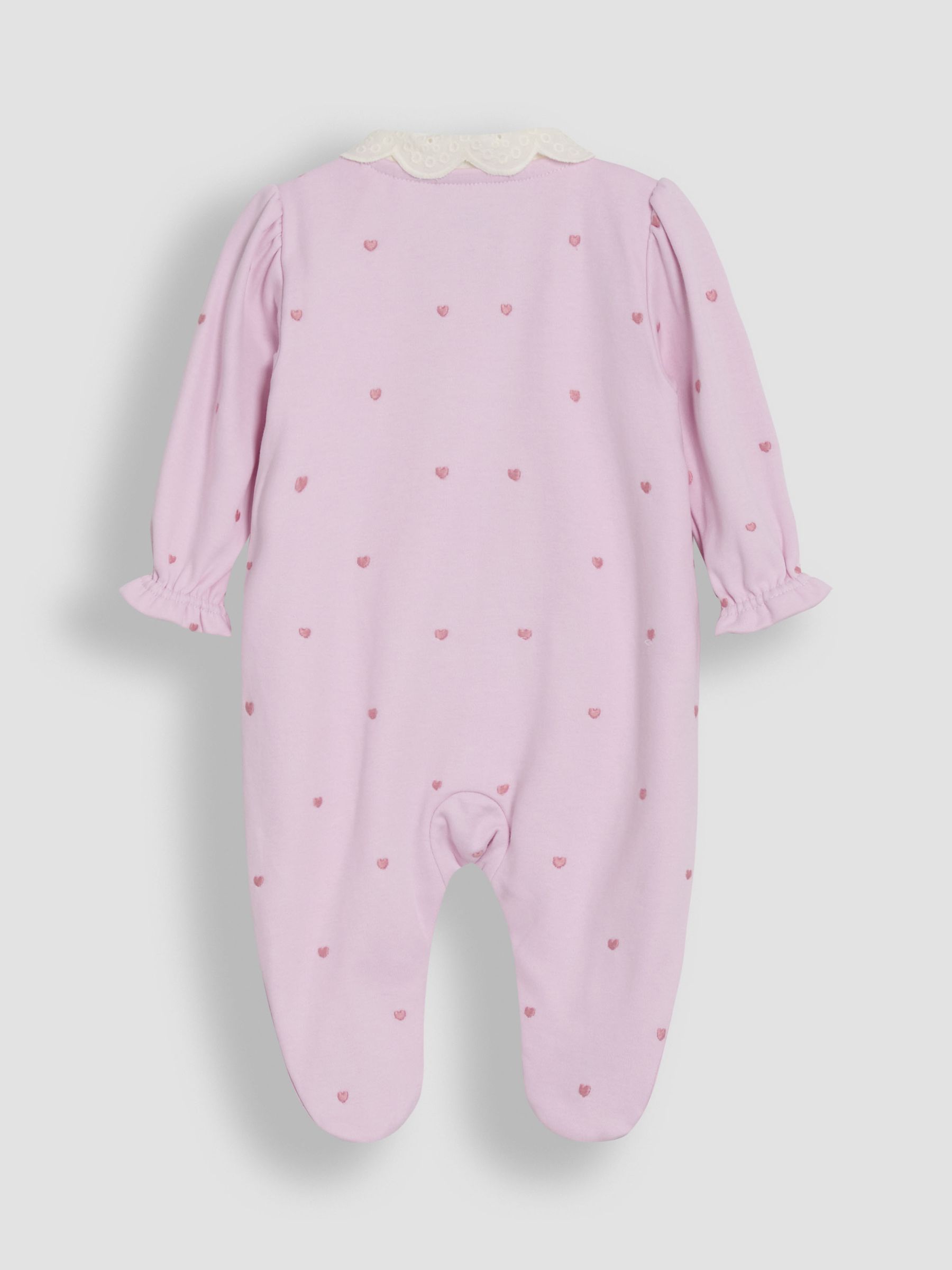 Pink Cotton Collared 2-Piece Embroidered Sleepsuit and Headband Set - Image 5 of 6