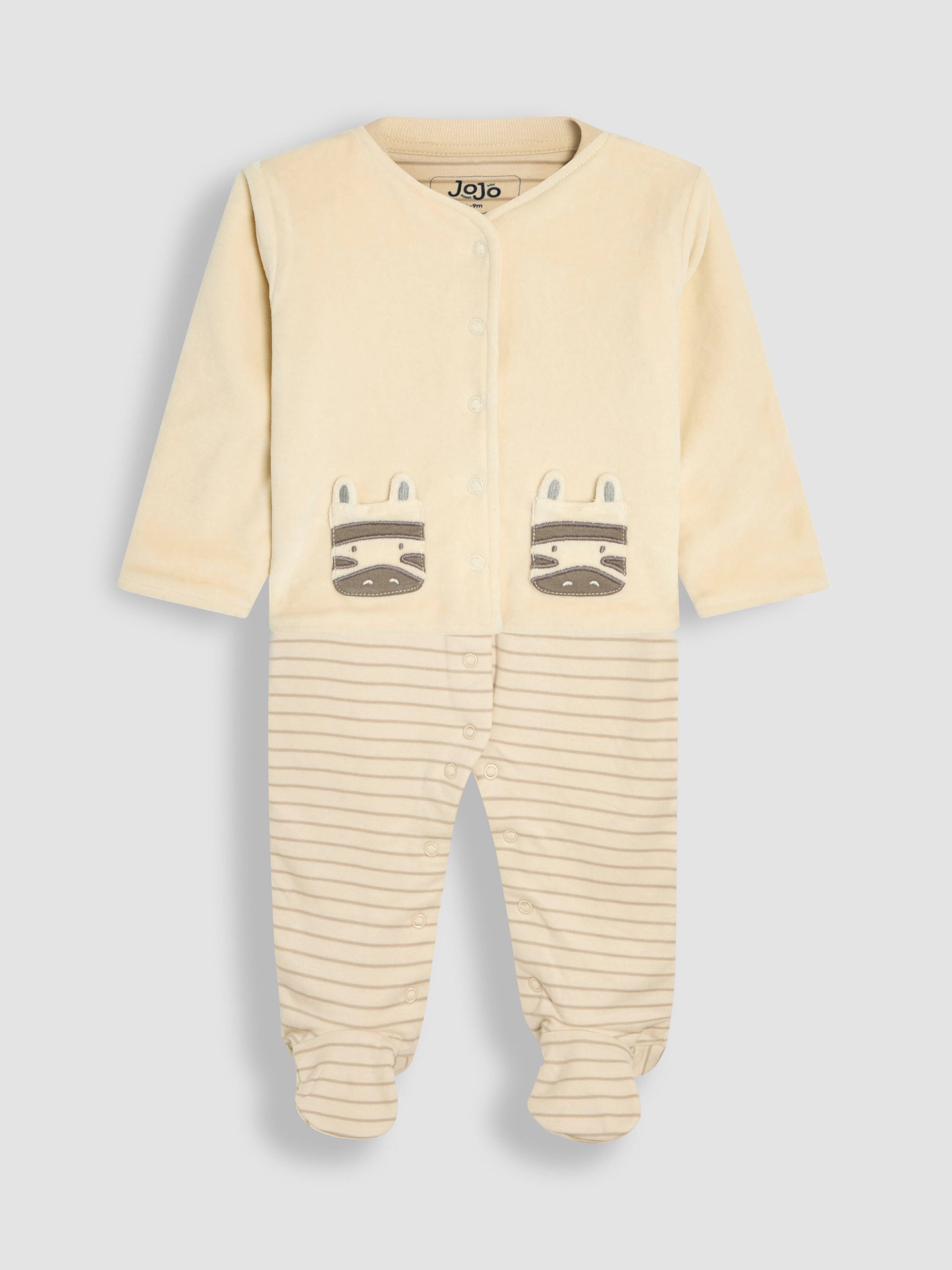 Stripe Footed Sleepsuit and Velour Jackets Set 2 Piece - Image 1 of 7