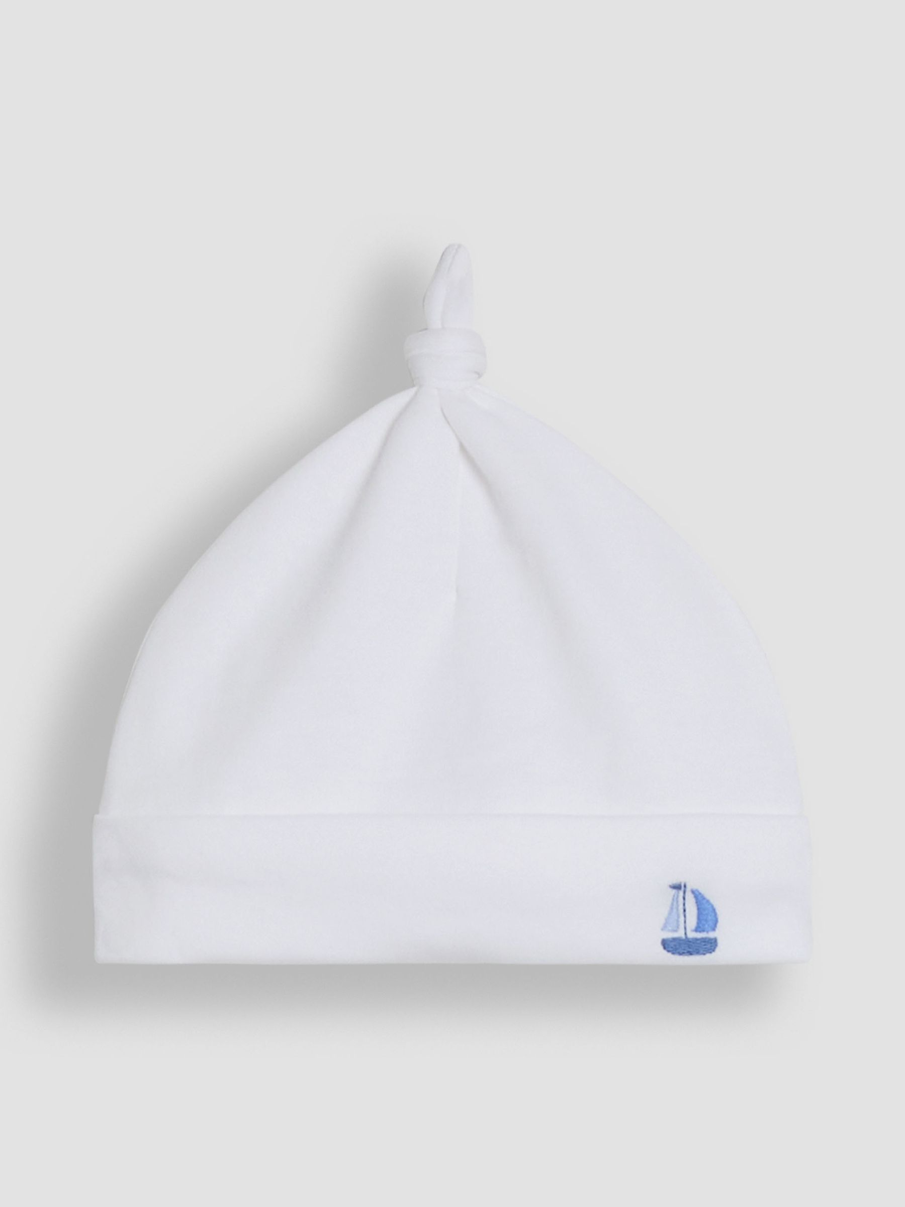 White Cotton 2-Piece Embroidered Sleepsuit and Hat Set - Image 7 of 7