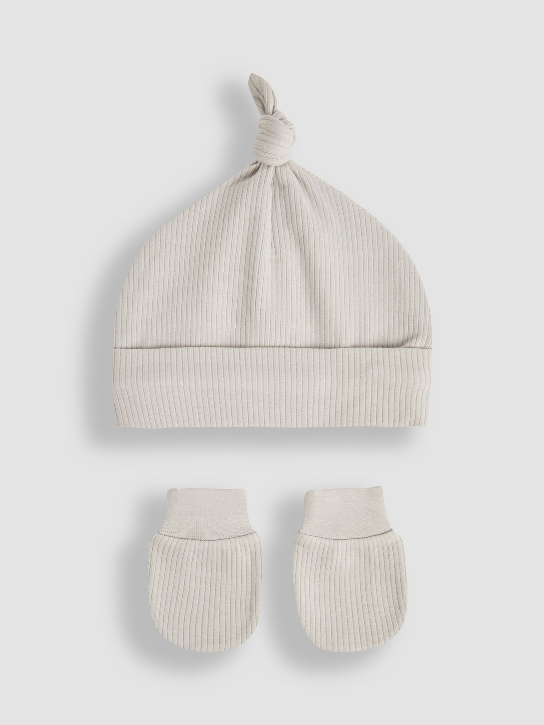Grey Baby Cotton 2-Piece Hat and Mittens Set - Image 2 of 4