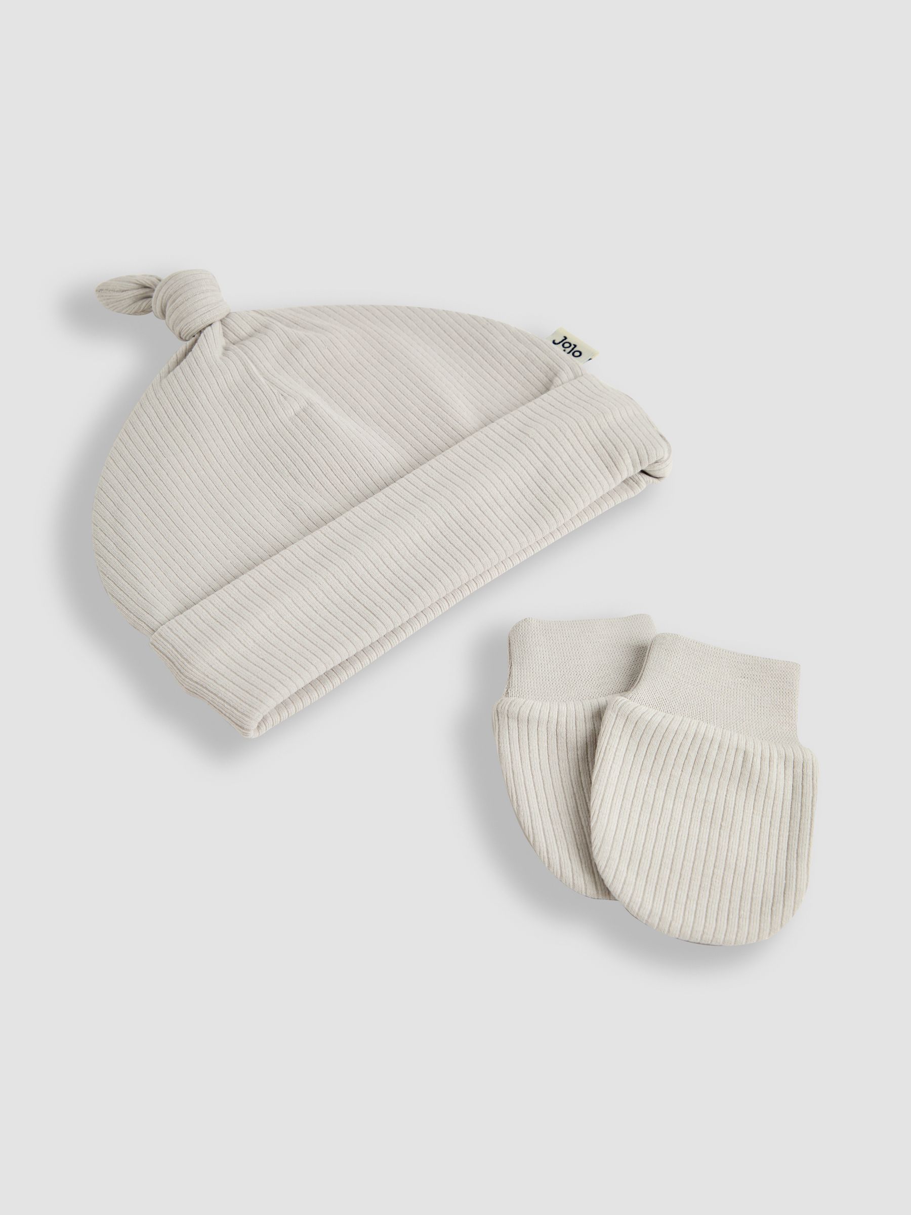 Grey Baby Cotton 2-Piece Hat and Mittens Set - Image 3 of 4