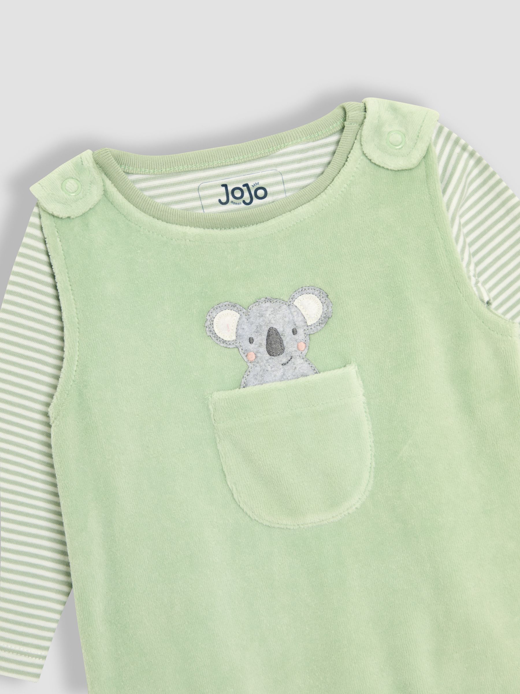 Green Cotton Footed 2-Piece Dungarees Set - Image 2 of 6