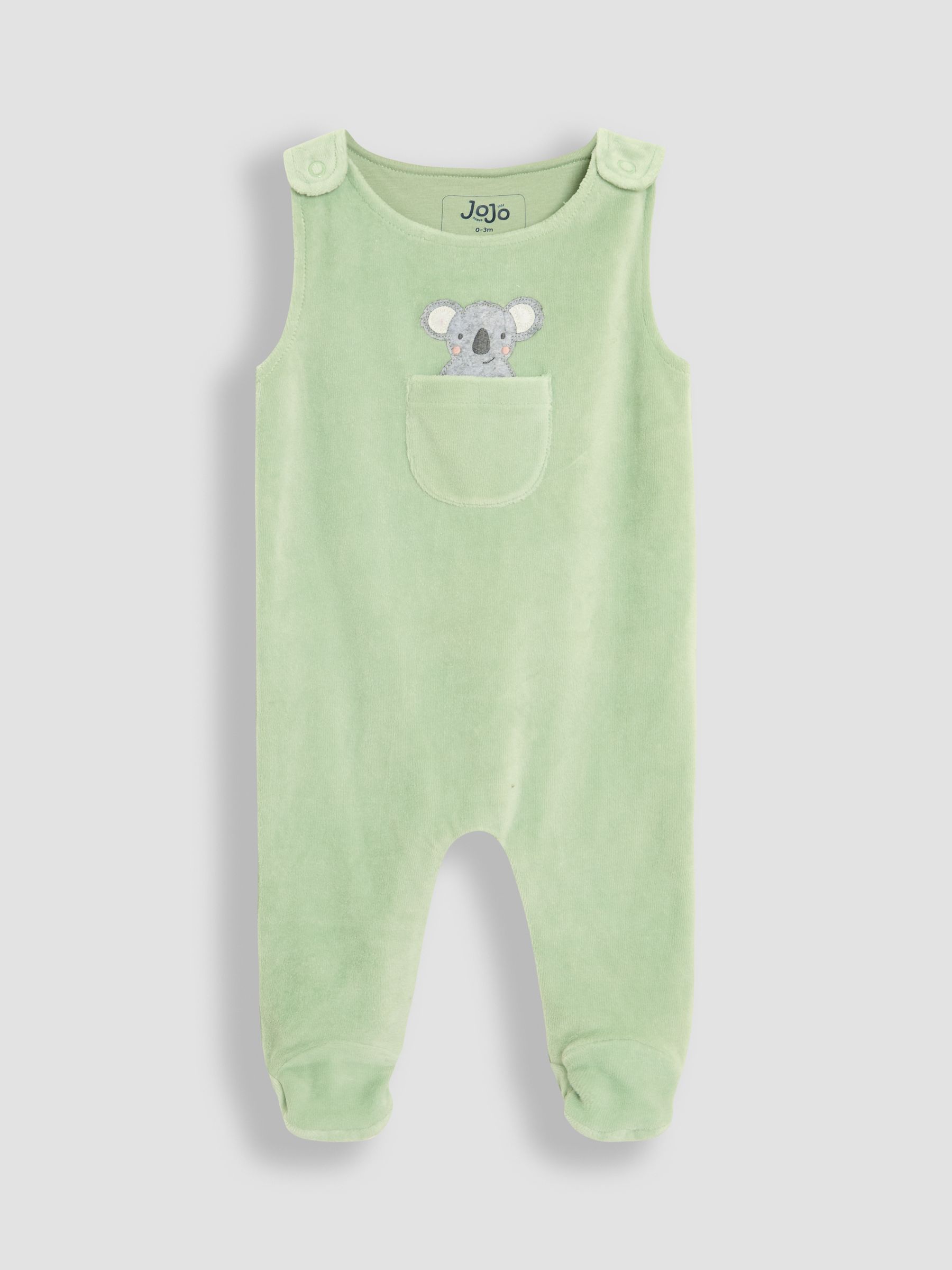 Green Cotton Footed 2-Piece Dungarees Set - Image 3 of 6