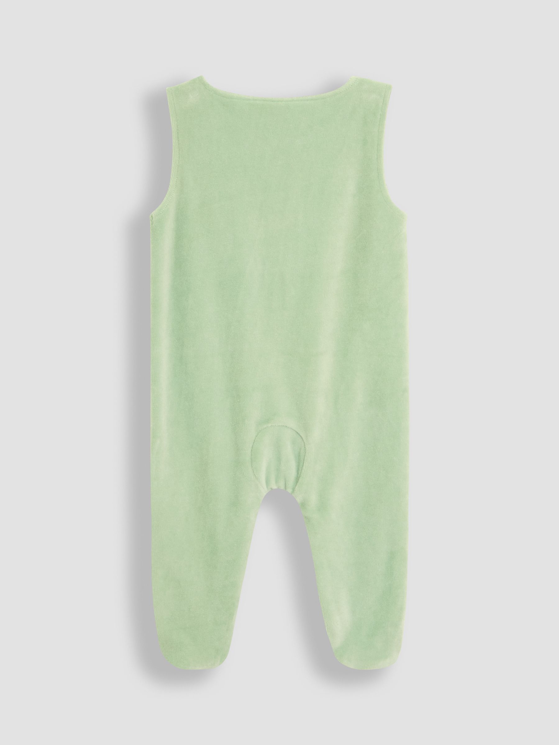 Green Cotton Footed 2-Piece Dungarees Set - Image 4 of 6