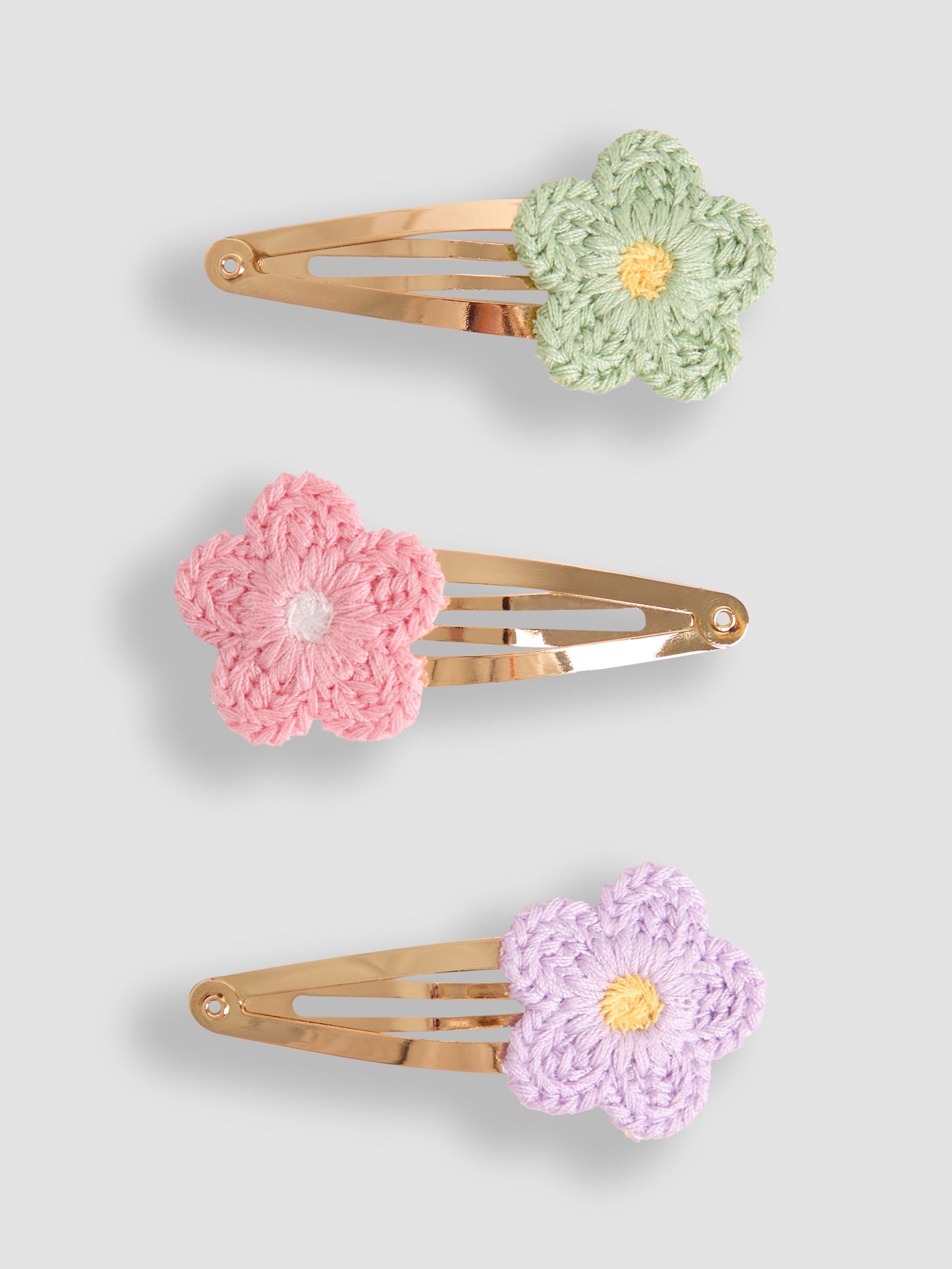 Pastel 3-Pack Crochet Flower Clips - Image 1 of 3