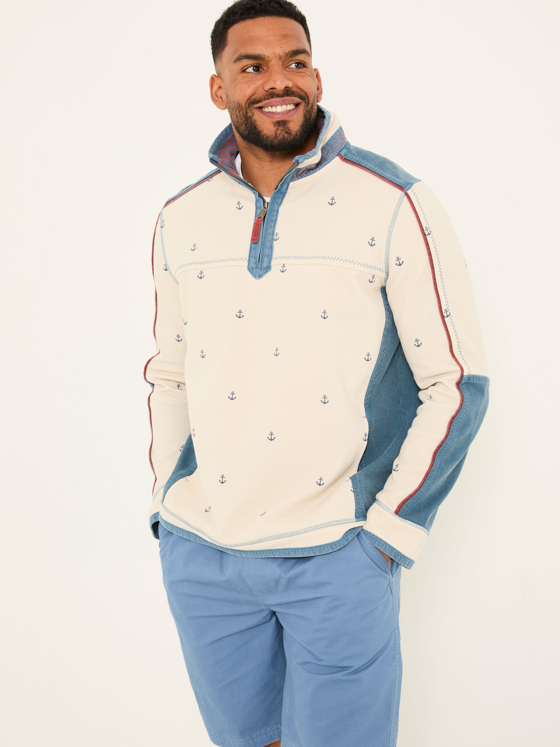 Natural 100% Cotton Airlie Panel Quarter Zip Sweat Top | FatFace