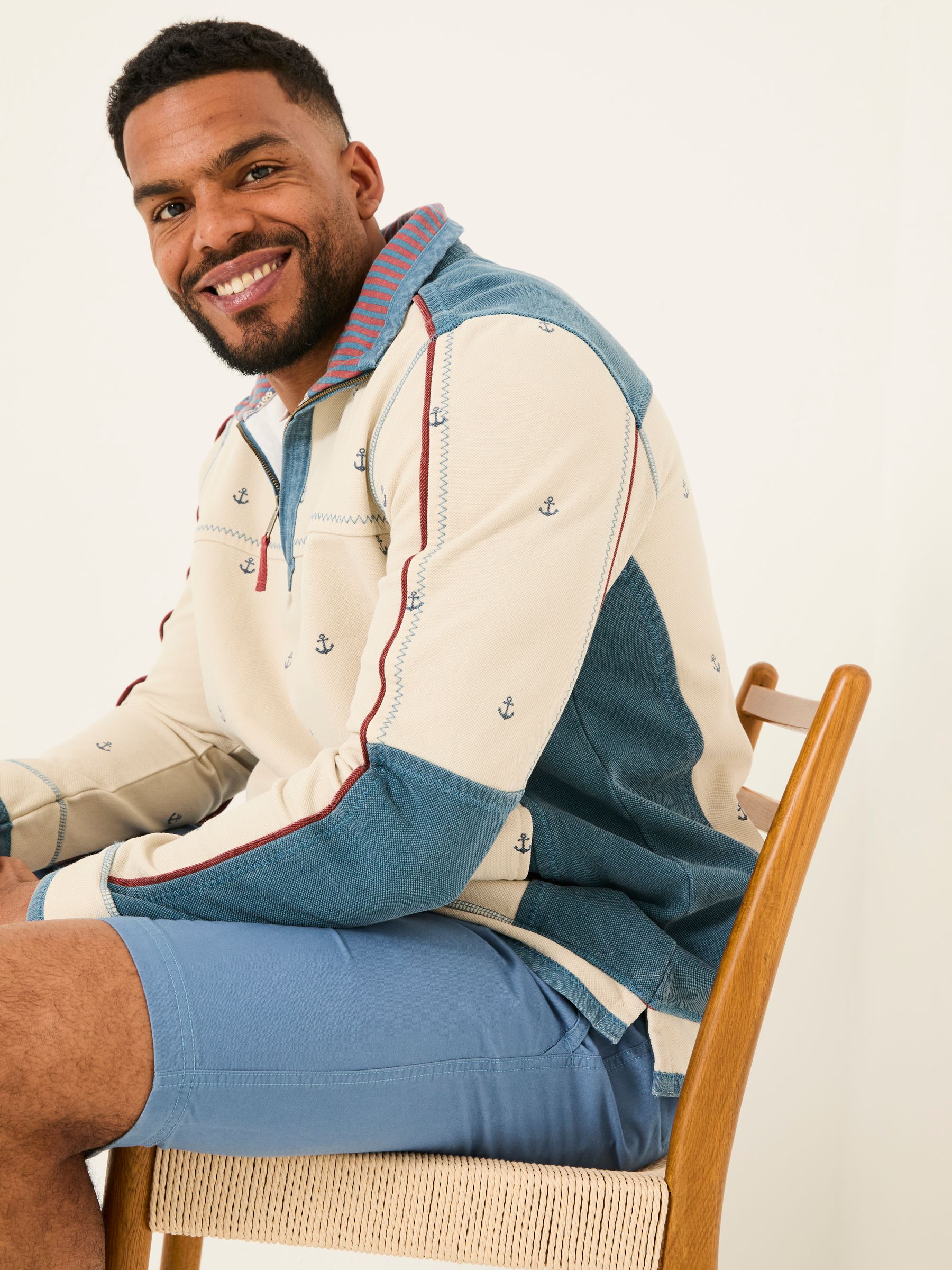 Natural 100% Cotton Airlie Panel Quarter Zip Sweat Top | FatFace