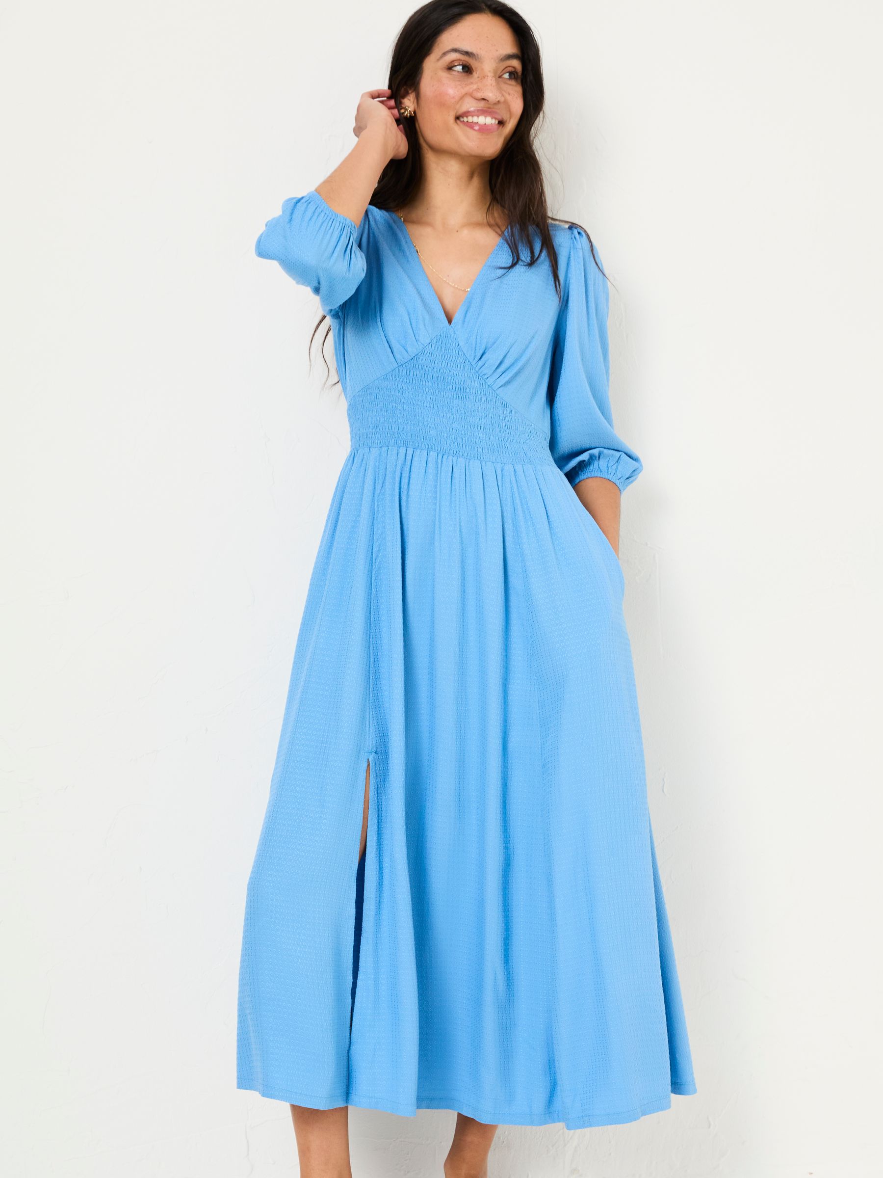 Bright Blue Rene Textured Midi Dress - Image 1 of 5