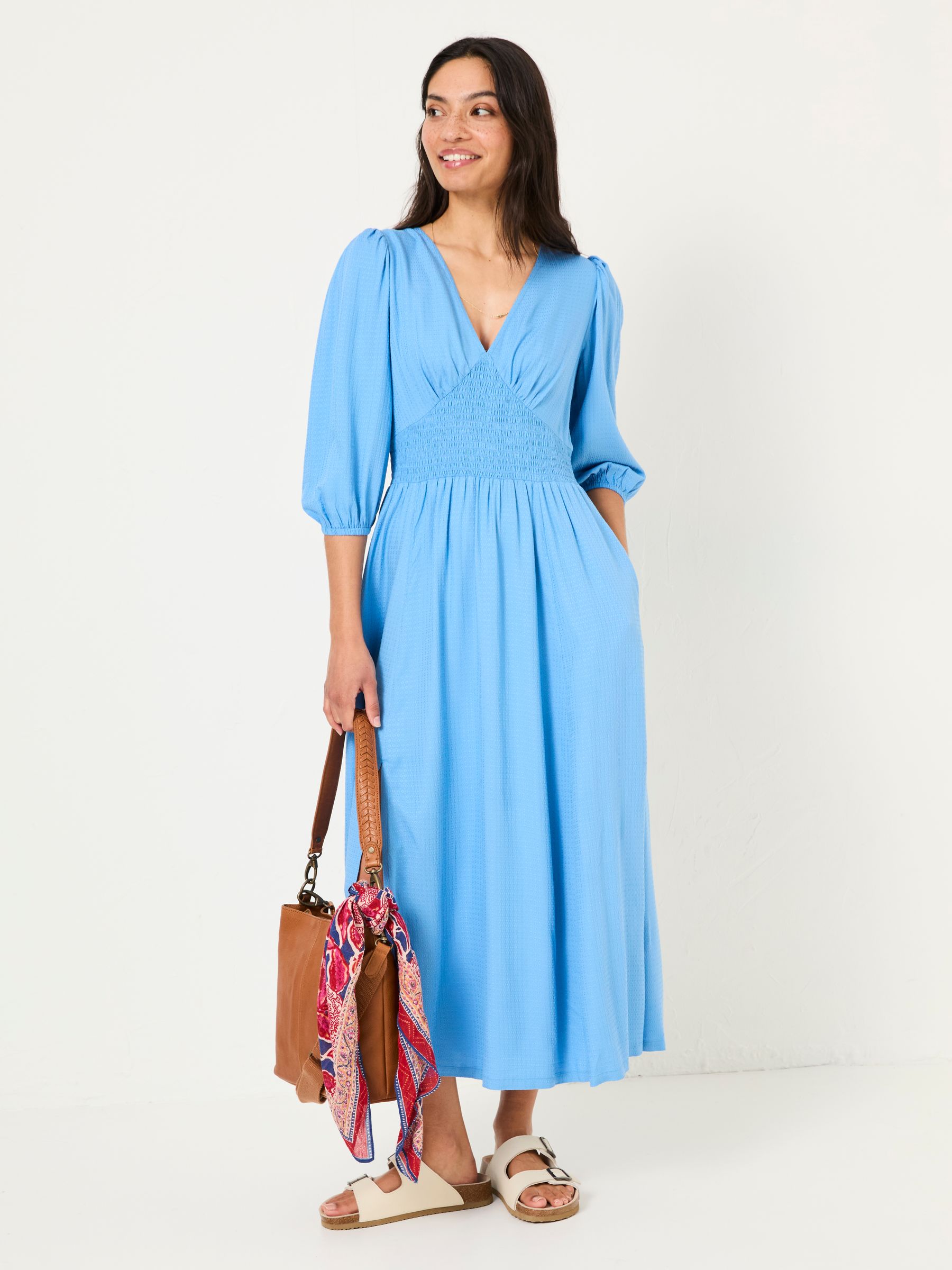 Bright Blue Rene Textured Midi Dress - Image 3 of 5