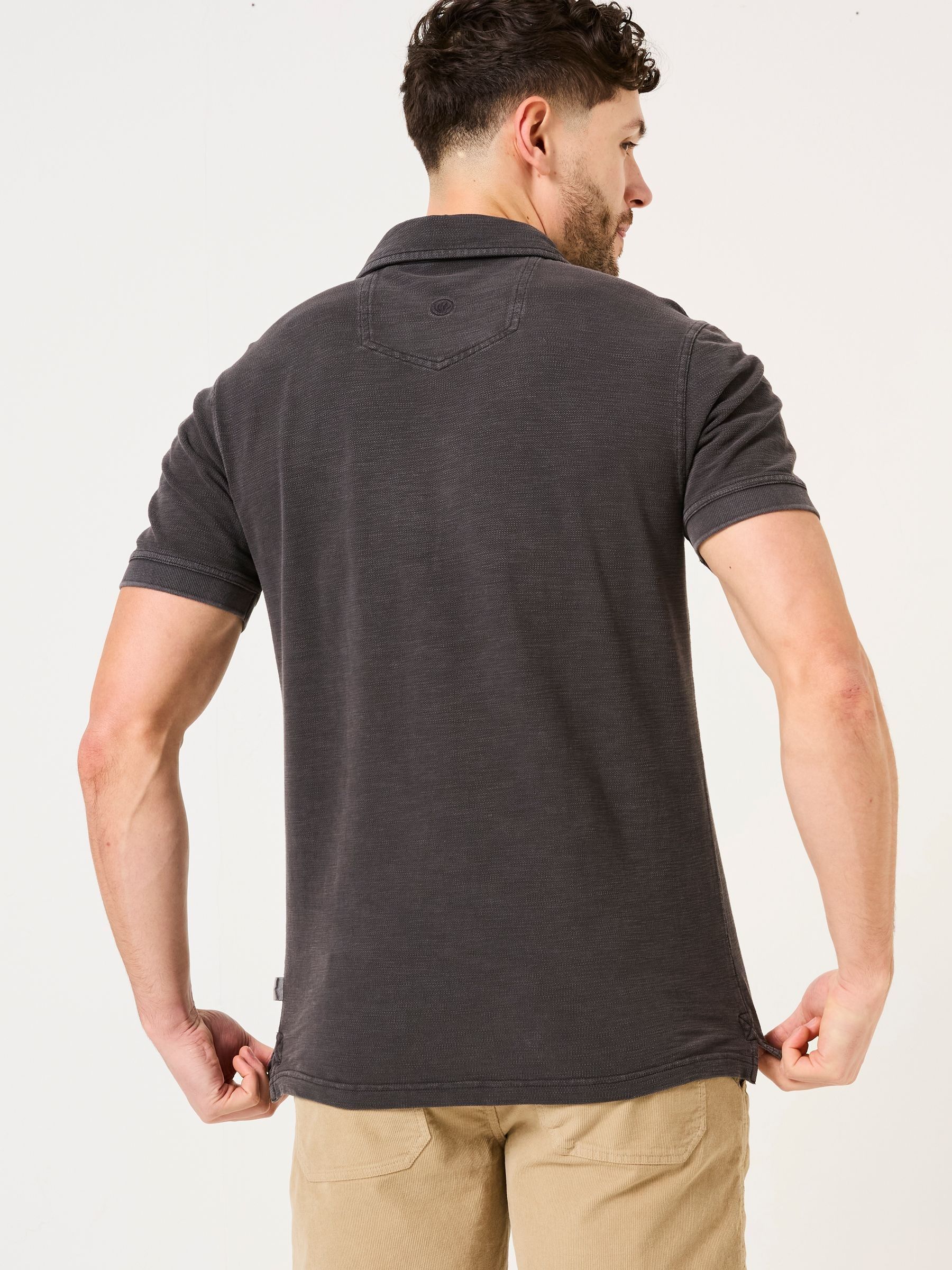 Washed Black Short Sleeve Slub Pique Polo - Image 2 of 4