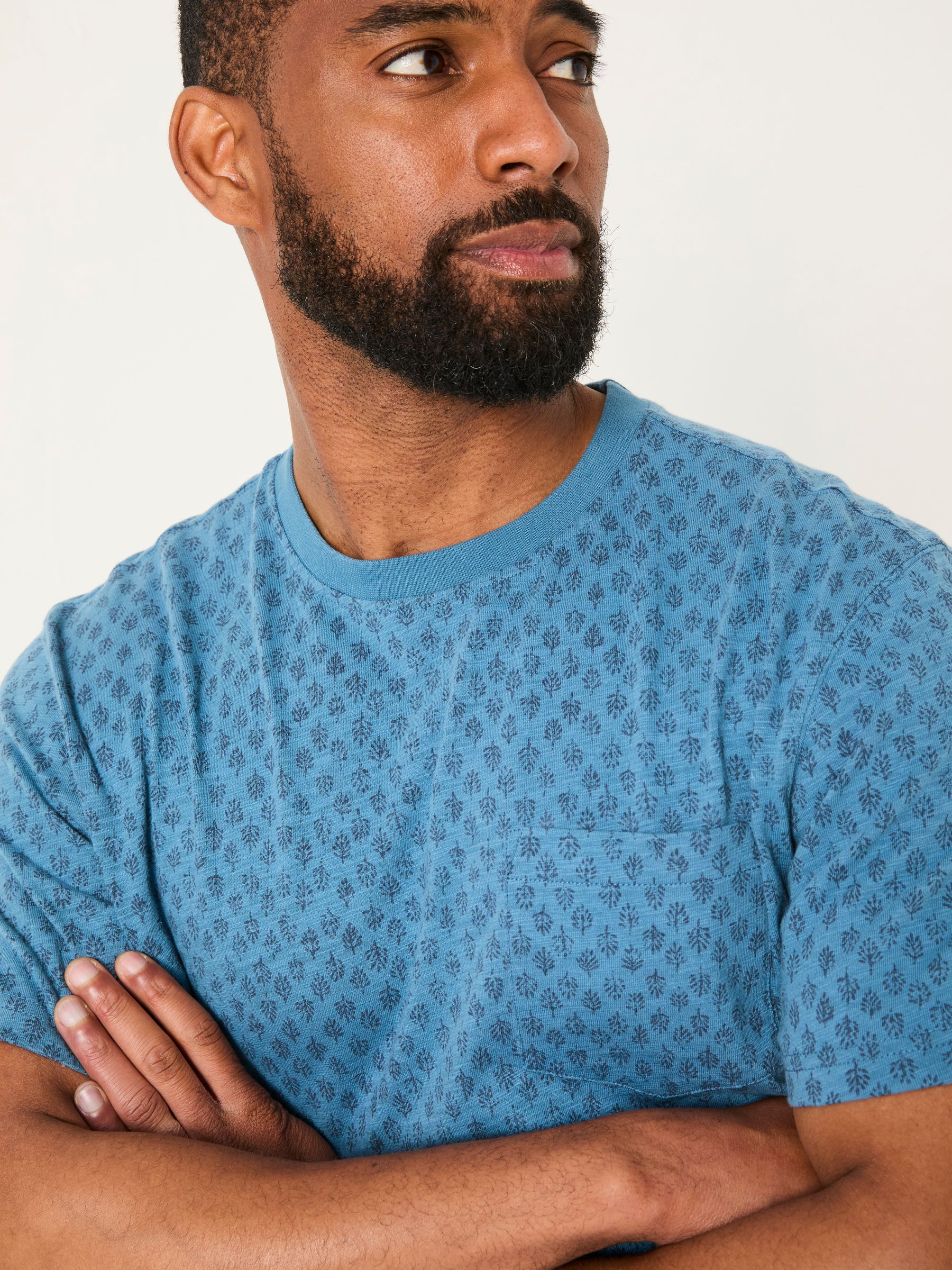 Hayle Navy Hayle Block Printed Tshirt - Image 4 of 5