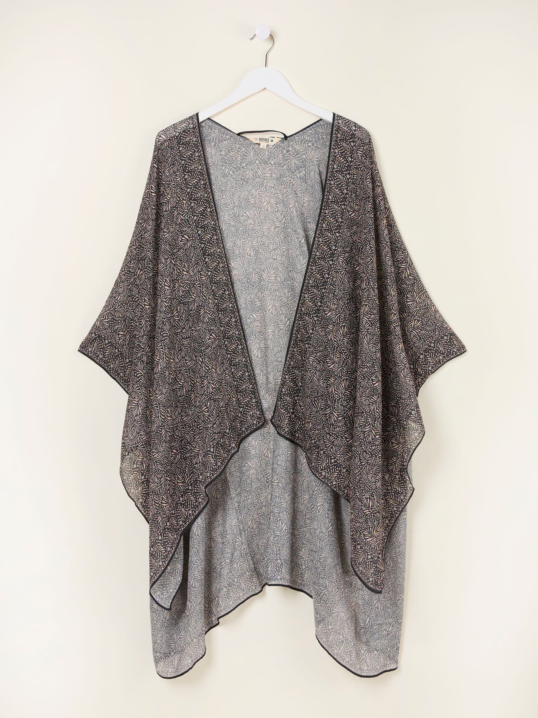 Black Leaf Printed Kimono - Image 1 of 3