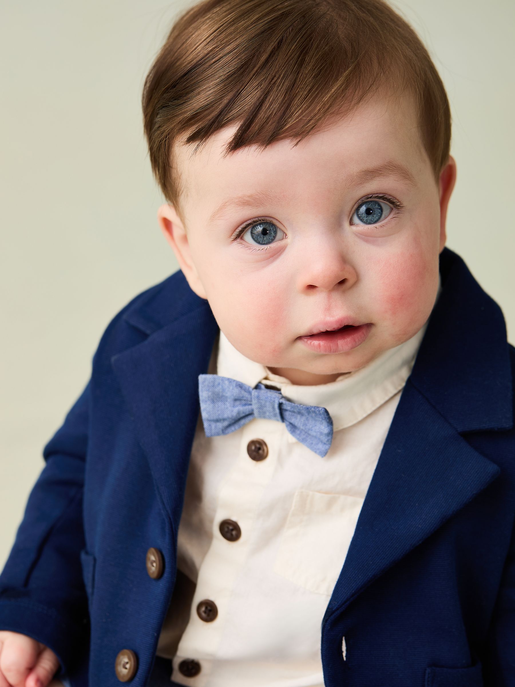 Navy Blue 4-Piece Shirt & Trousers Set With Blazer & Bow Tie - Image 2 of 11