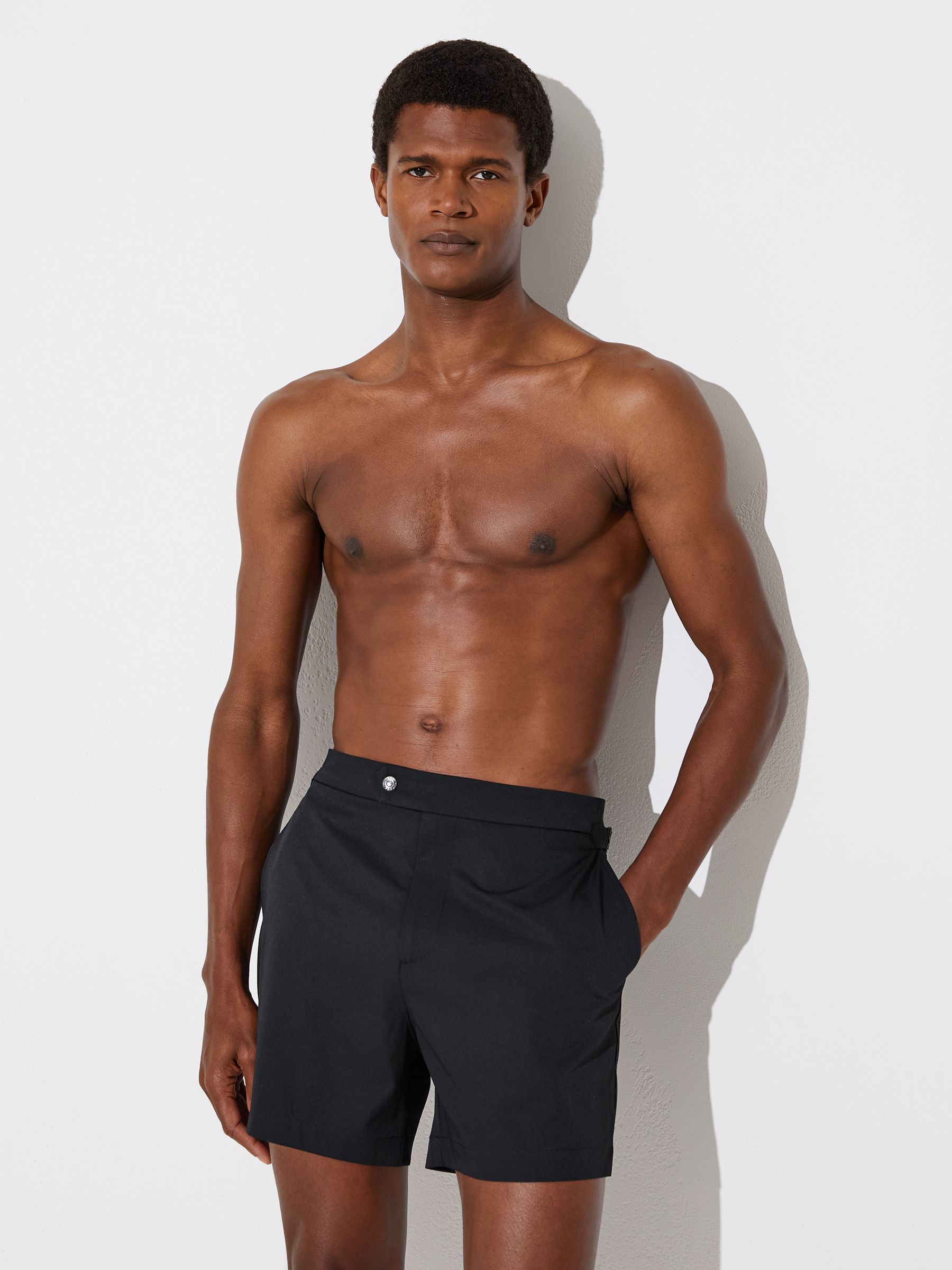 Side-Adjuster Swim Shorts in Black - image 3