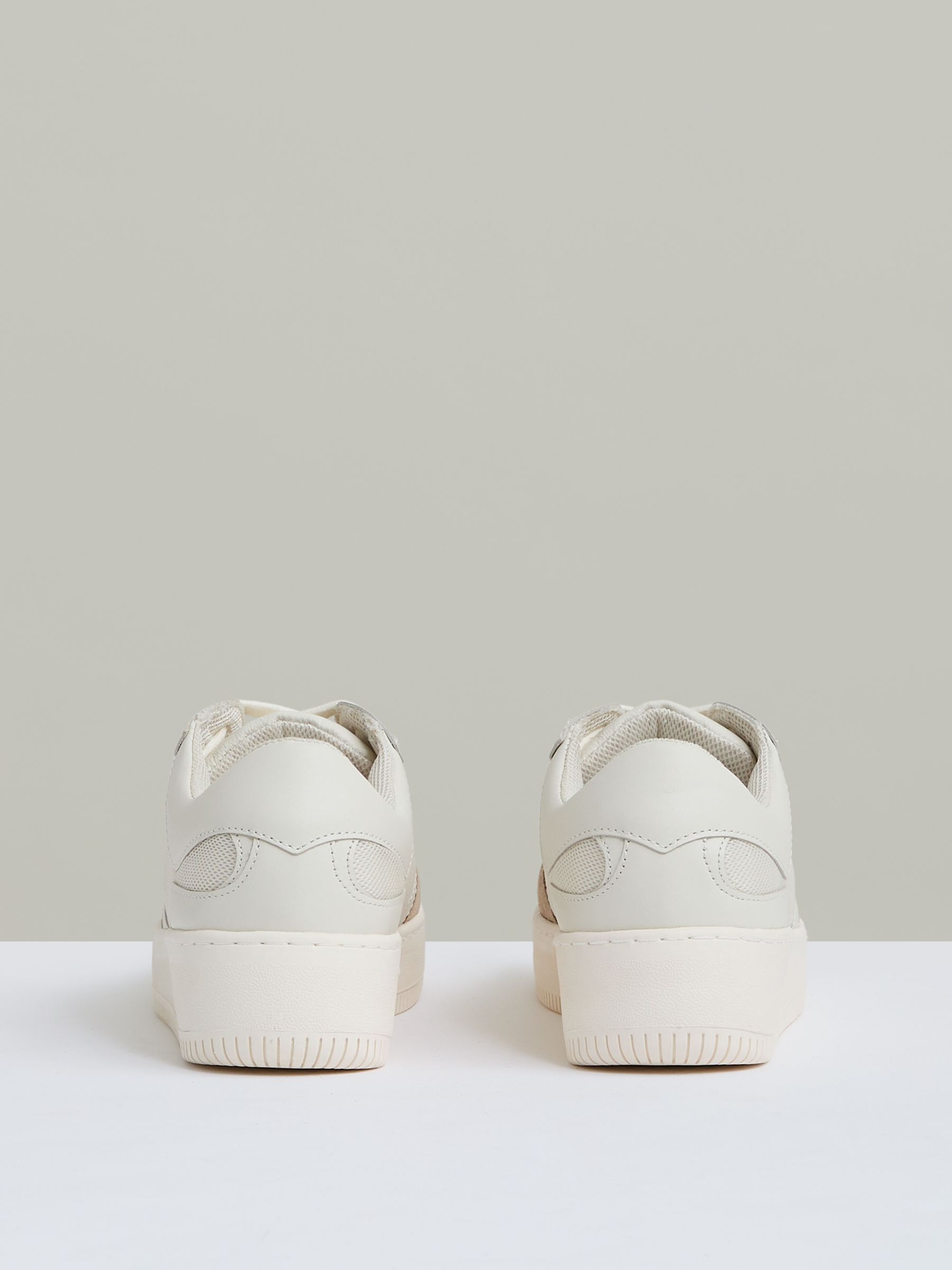 Leather And Mesh Platform Trainers in Taupe - Image 4 of 5